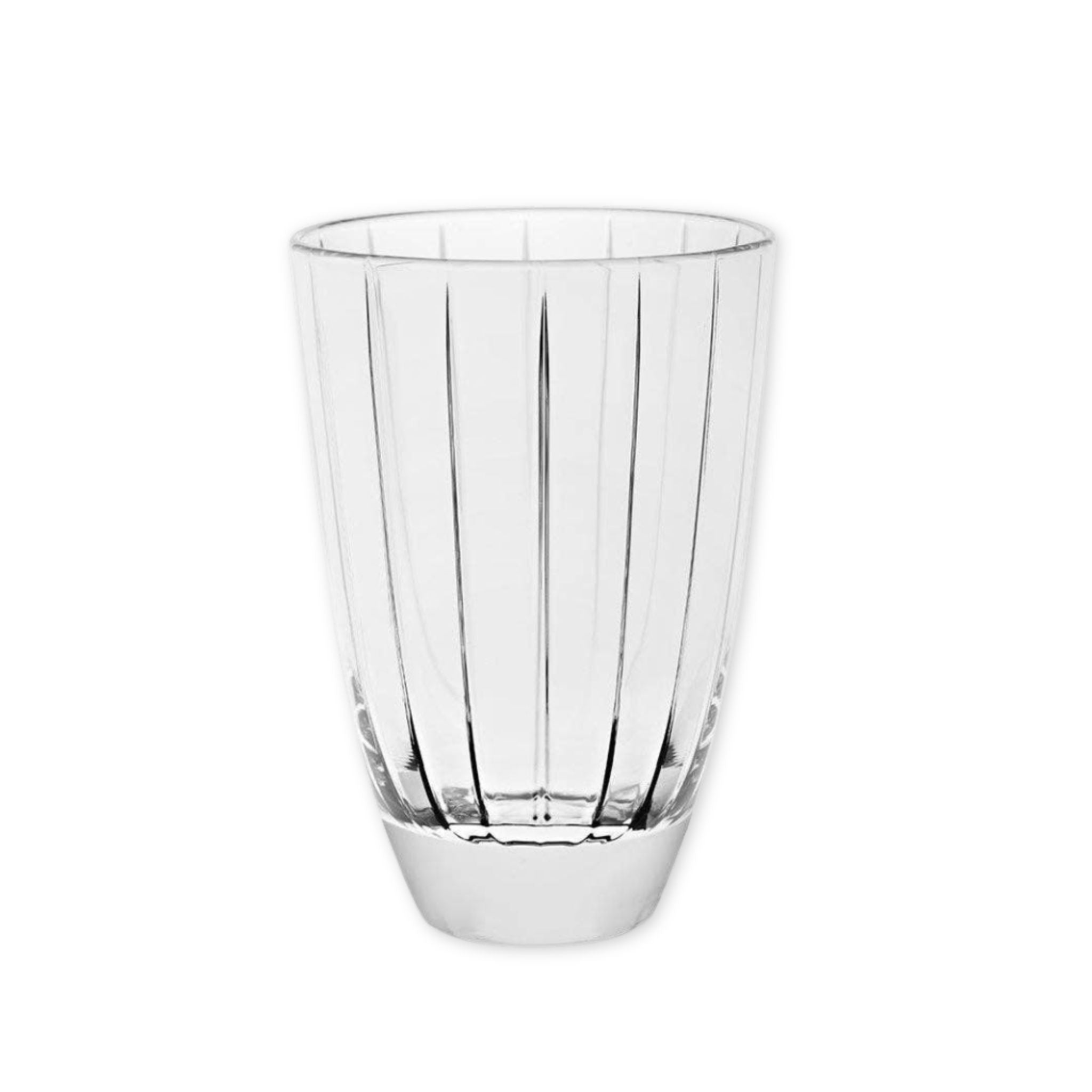 Set of six clear crystalline highball glasses, 5.3 inches tall