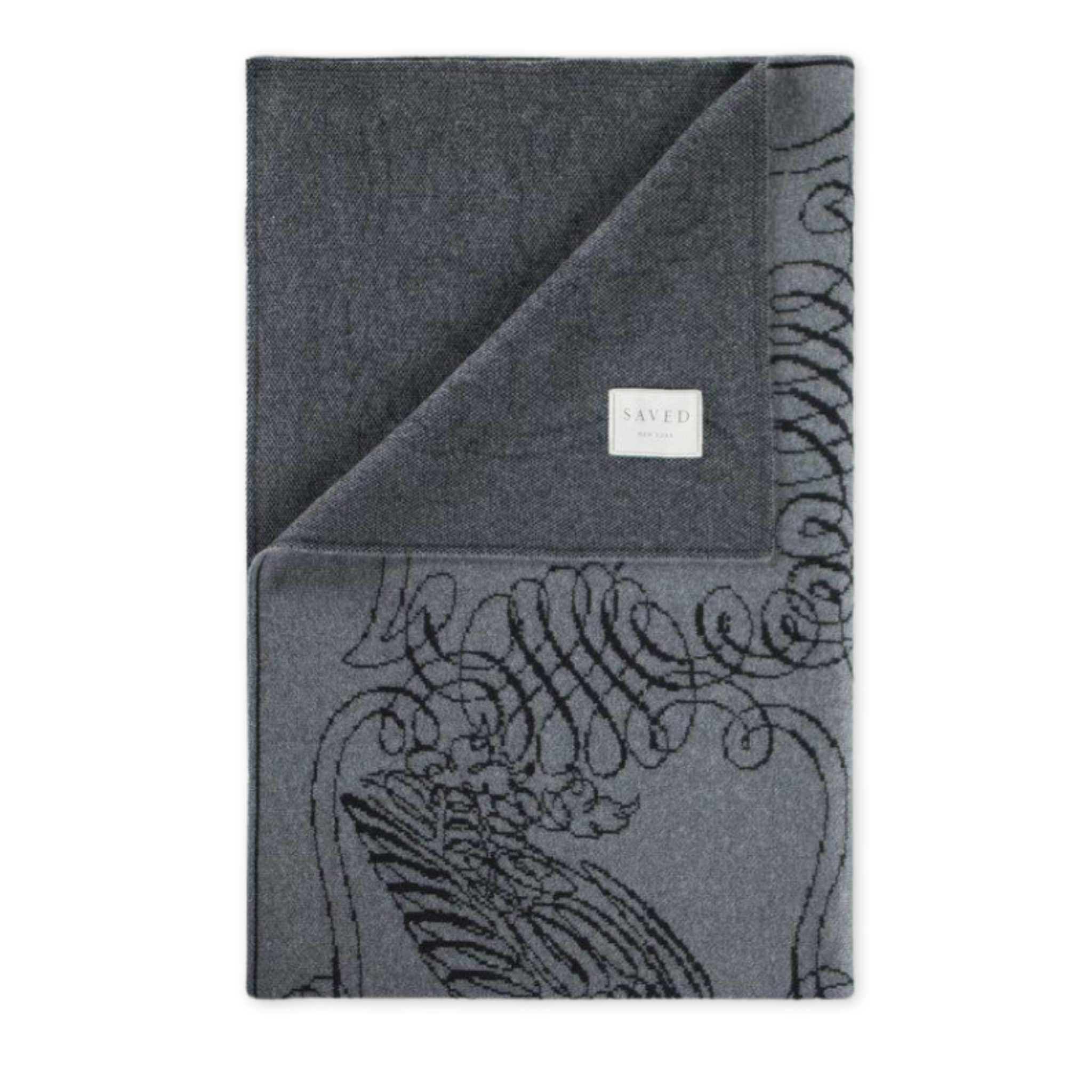 cashmere blanket with hand drawn design inspired from an artists notebook sketches