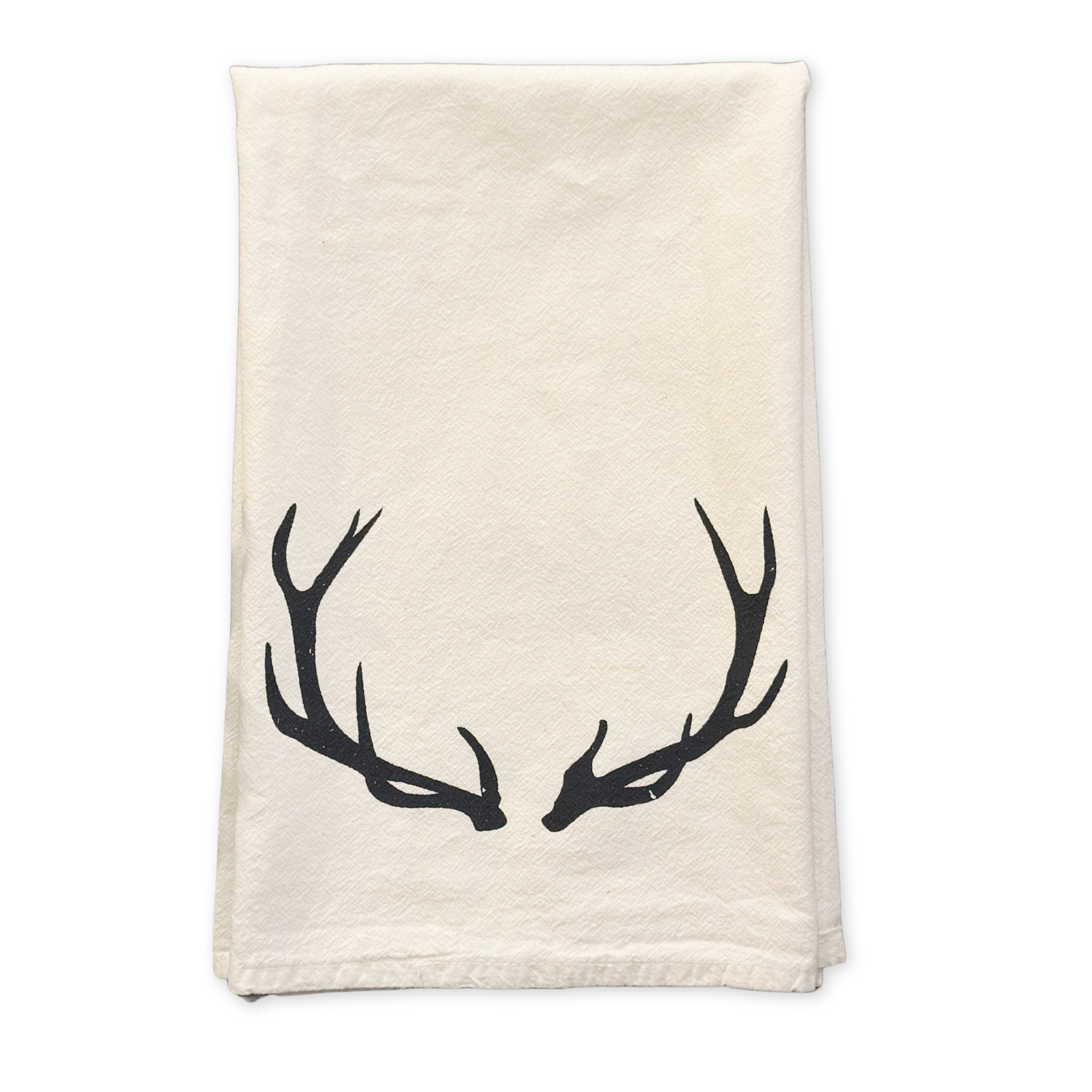 flour sack tea towel featuring a set of antlers