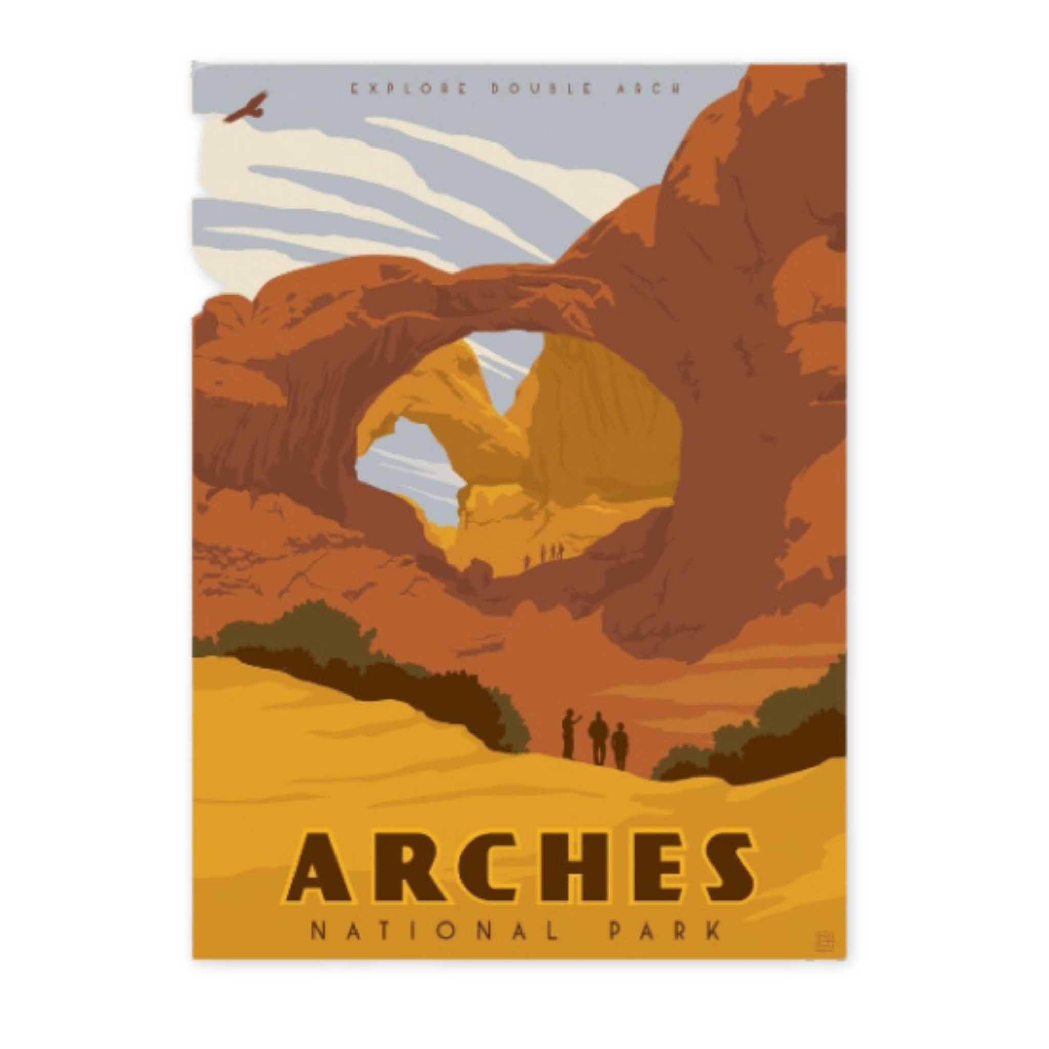 print of arches national park with an image of double arch