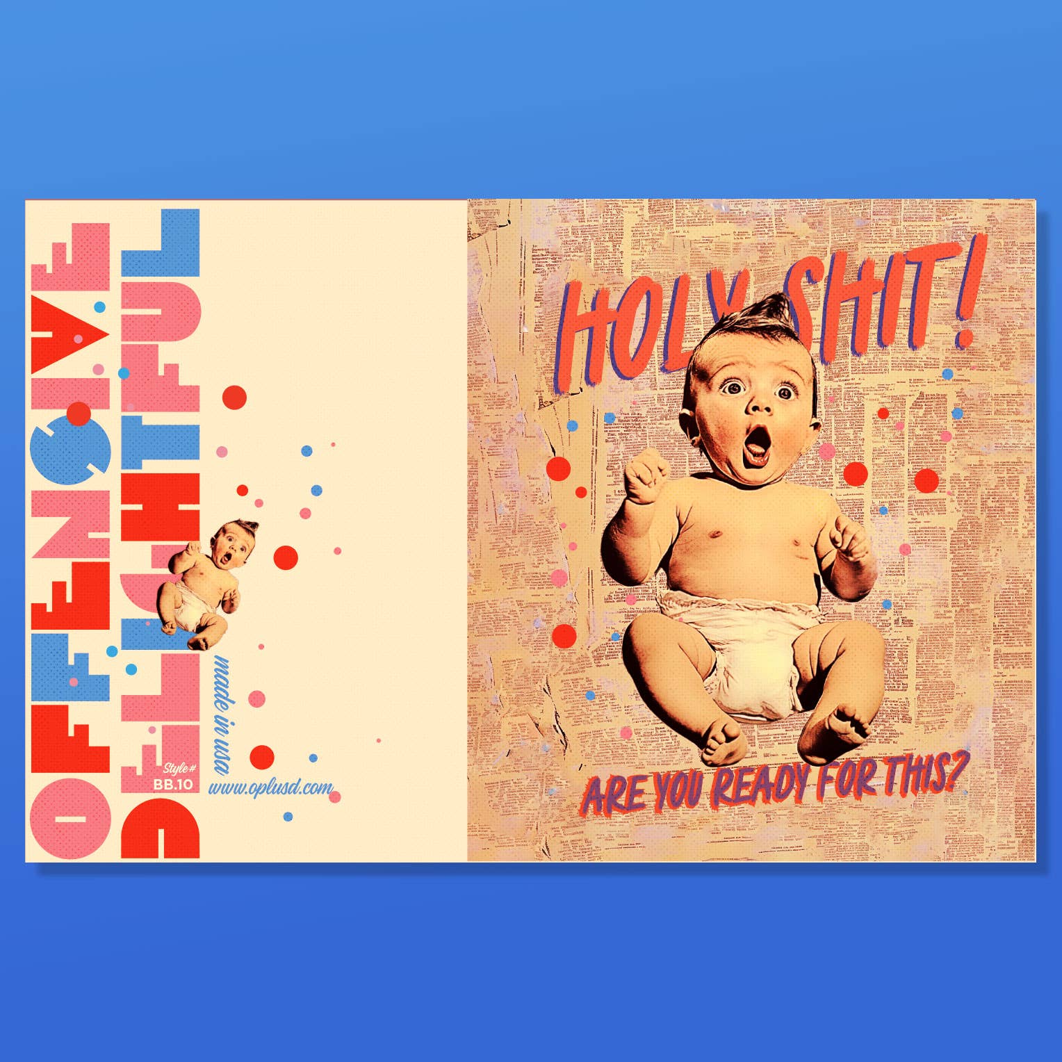 Poster with a baby graphic and text on a blue background