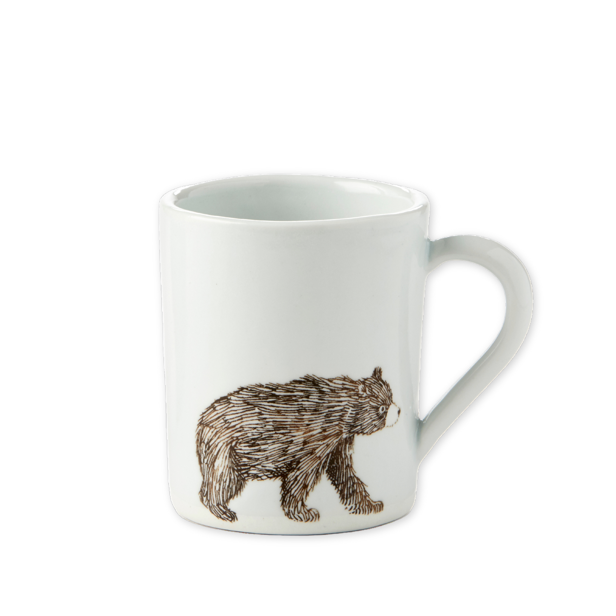 ceramic mug with a hand drawn image of a bear