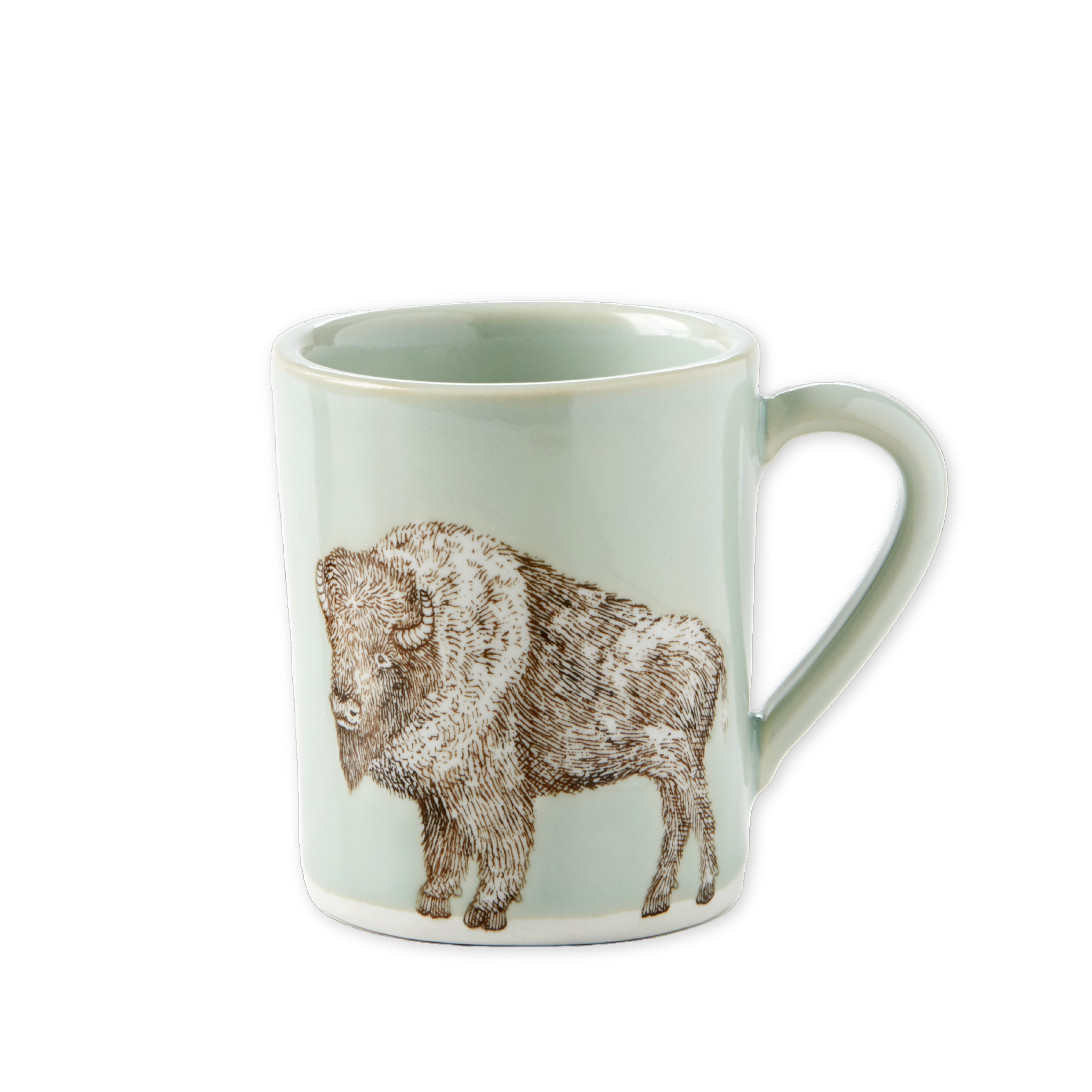 ceramic mug with a hand drawn bison