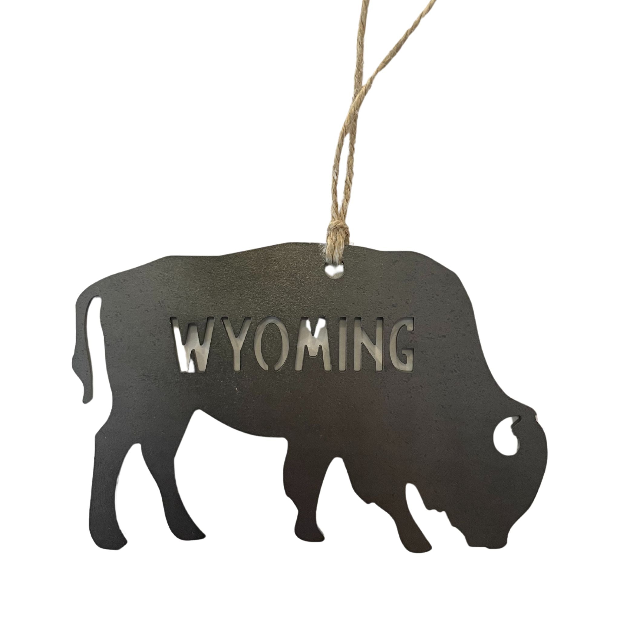 Wyoming Bison Rustic Steel Ornaments