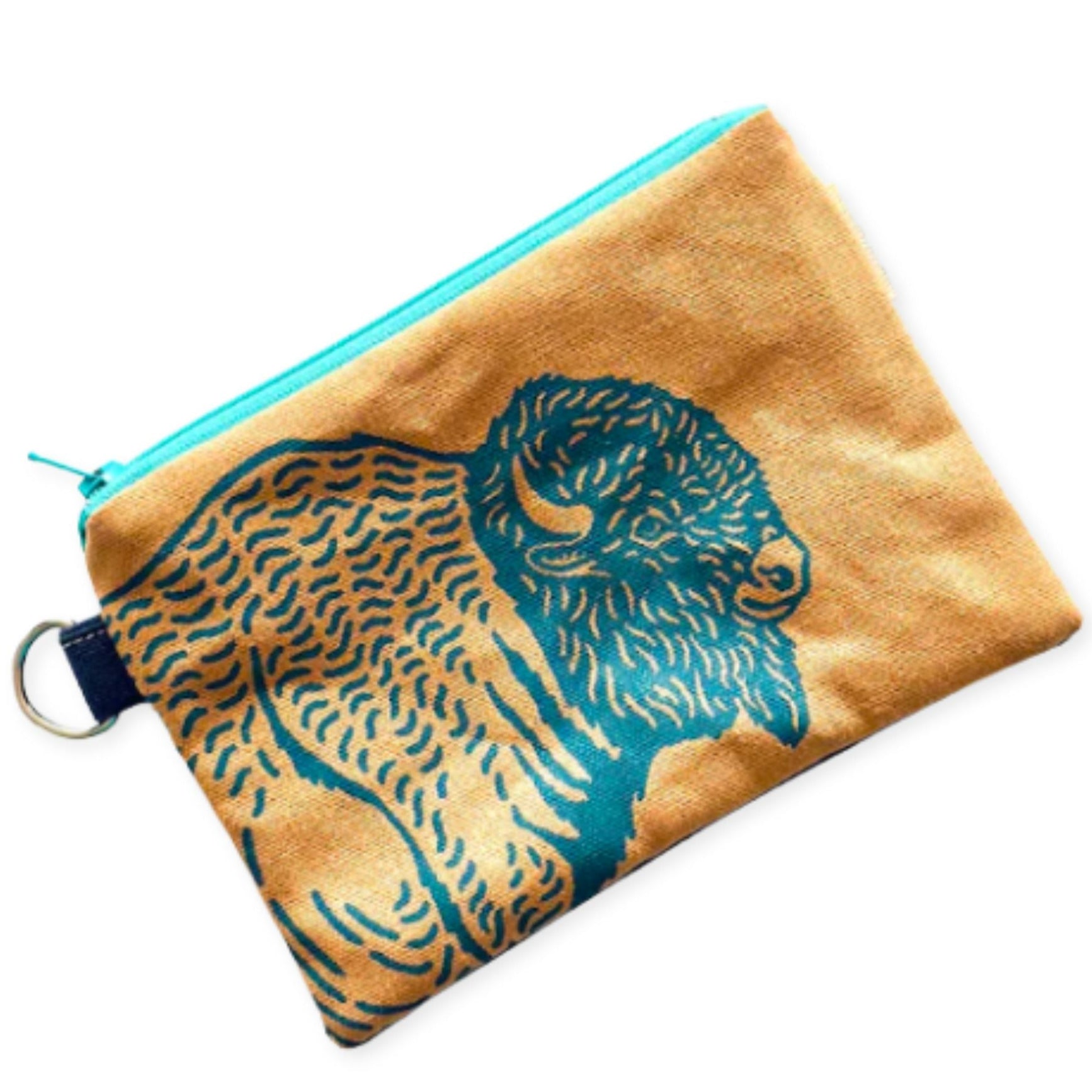zip pouch with bison 
