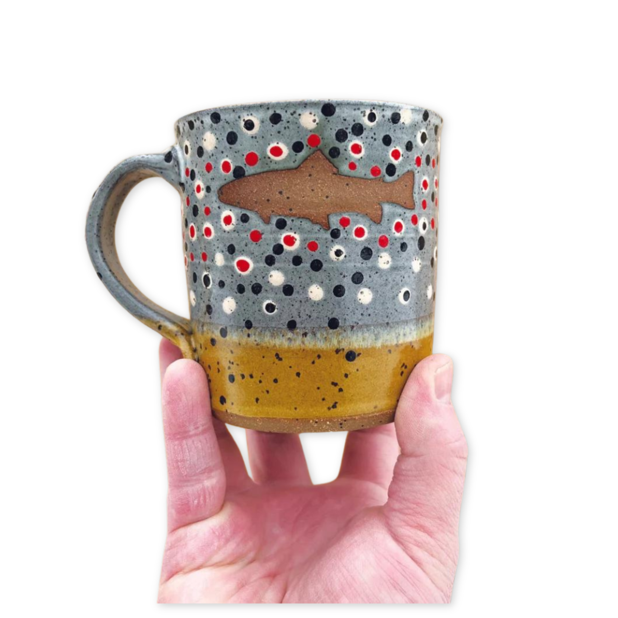 brown trout colored mug with a fish design