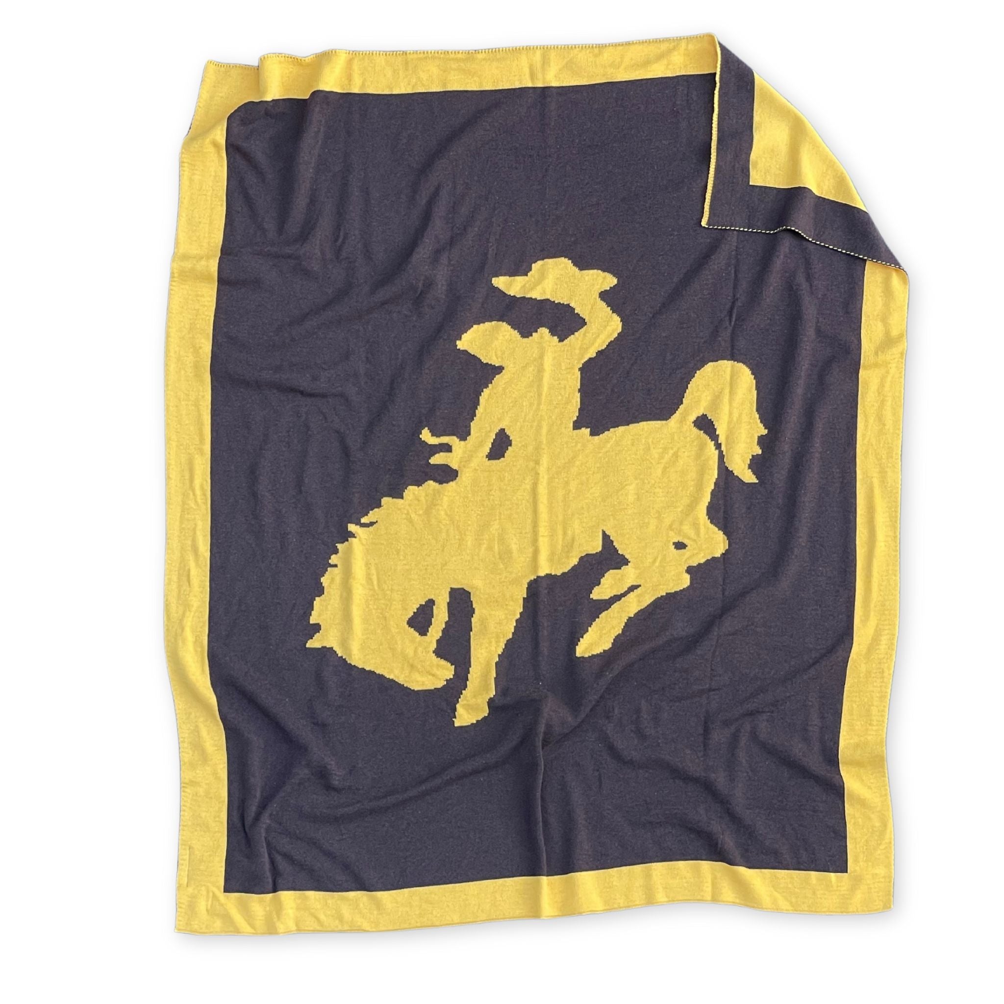 Bucking Bronco Throw Blanket - Brown and Gold