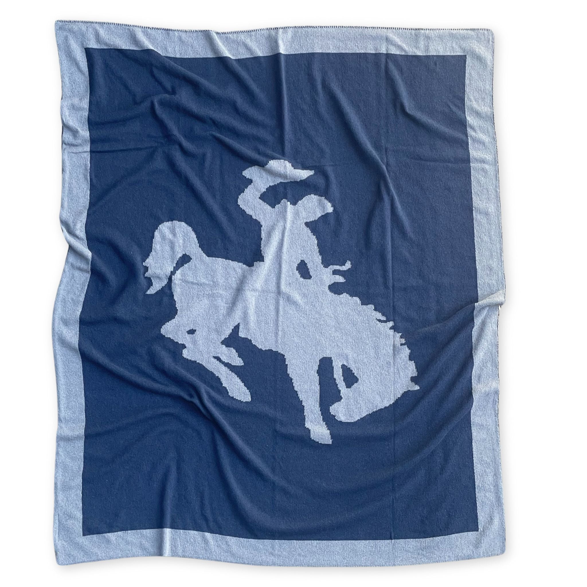 Bucking Bronco Throw Blanket - Navy and Grey