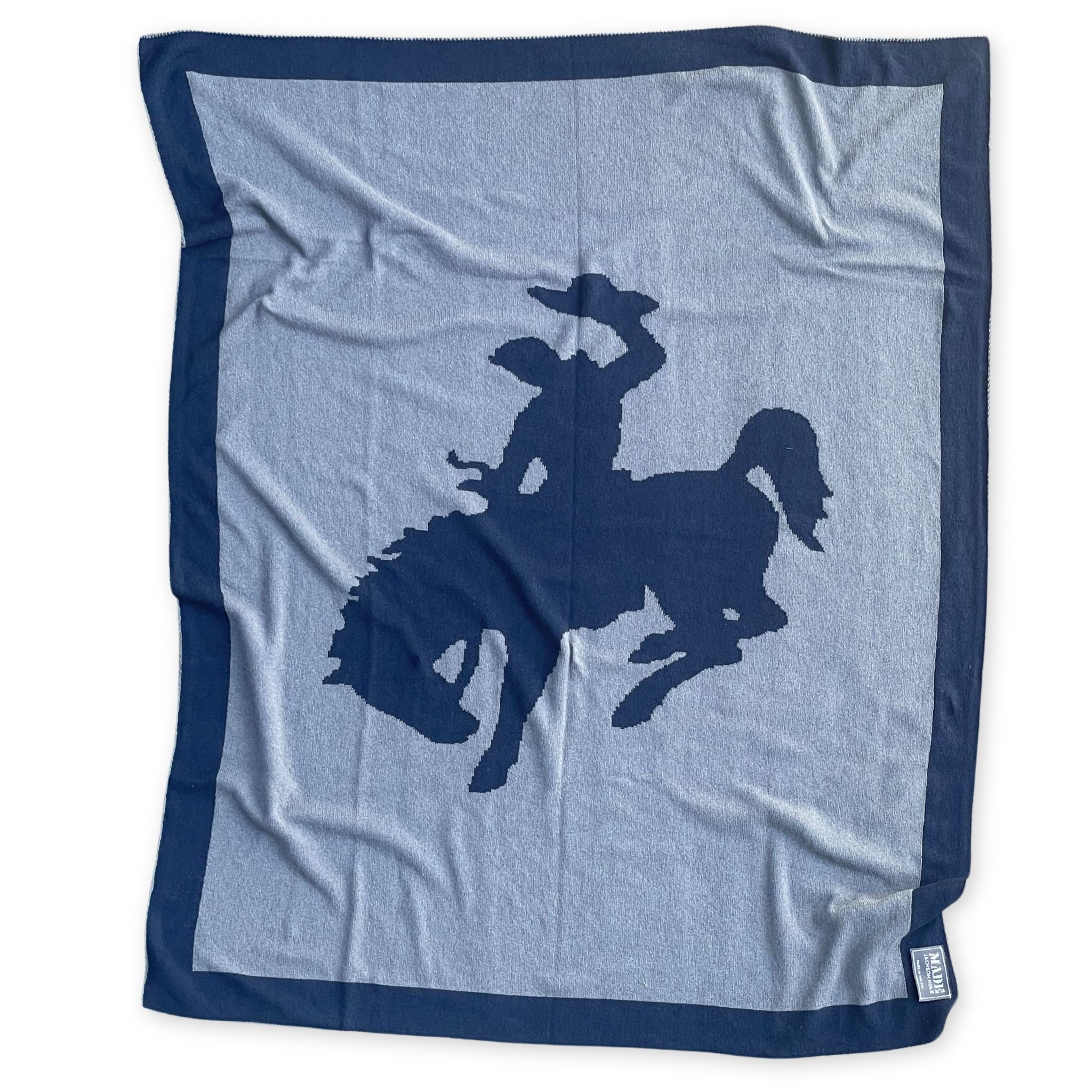 Bucking Bronco Throw Blanket - Navy and Grey