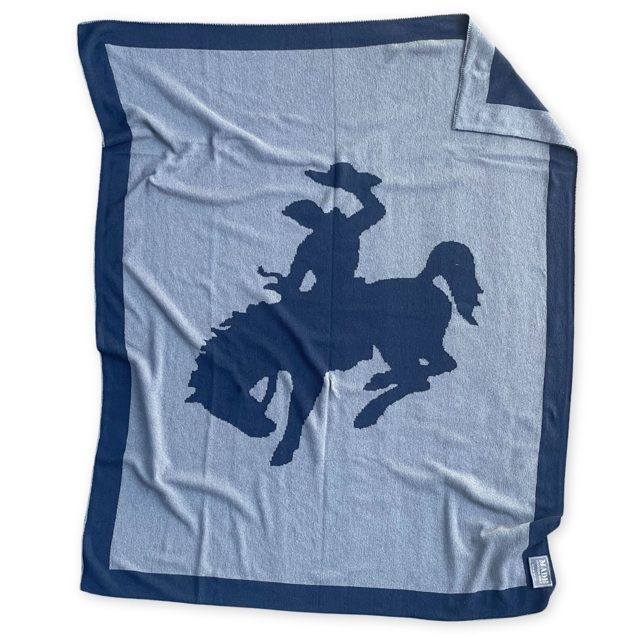 Bucking Bronco Throw Blanket - Navy and Grey