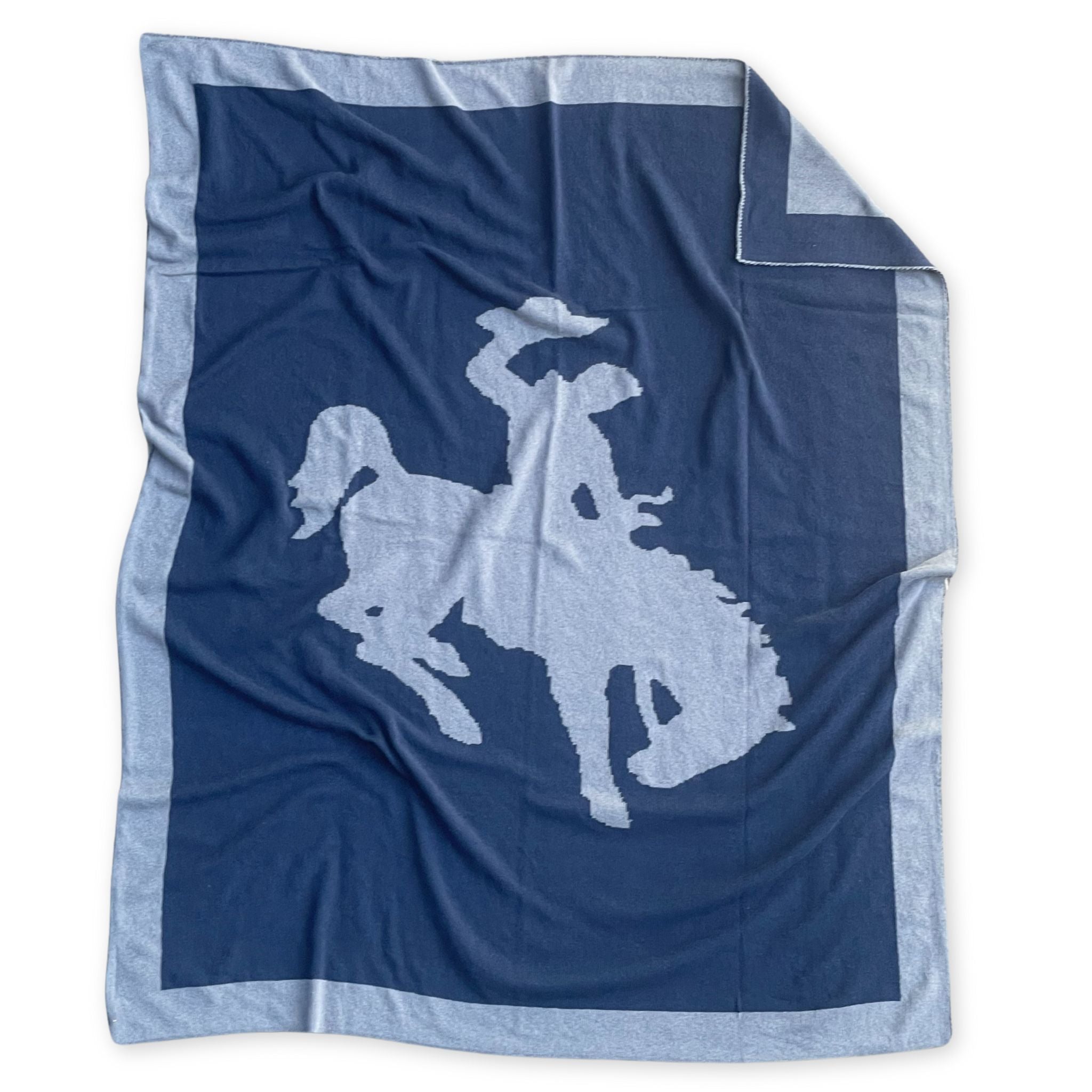 Bucking Bronco Throw Blanket - Navy and Grey