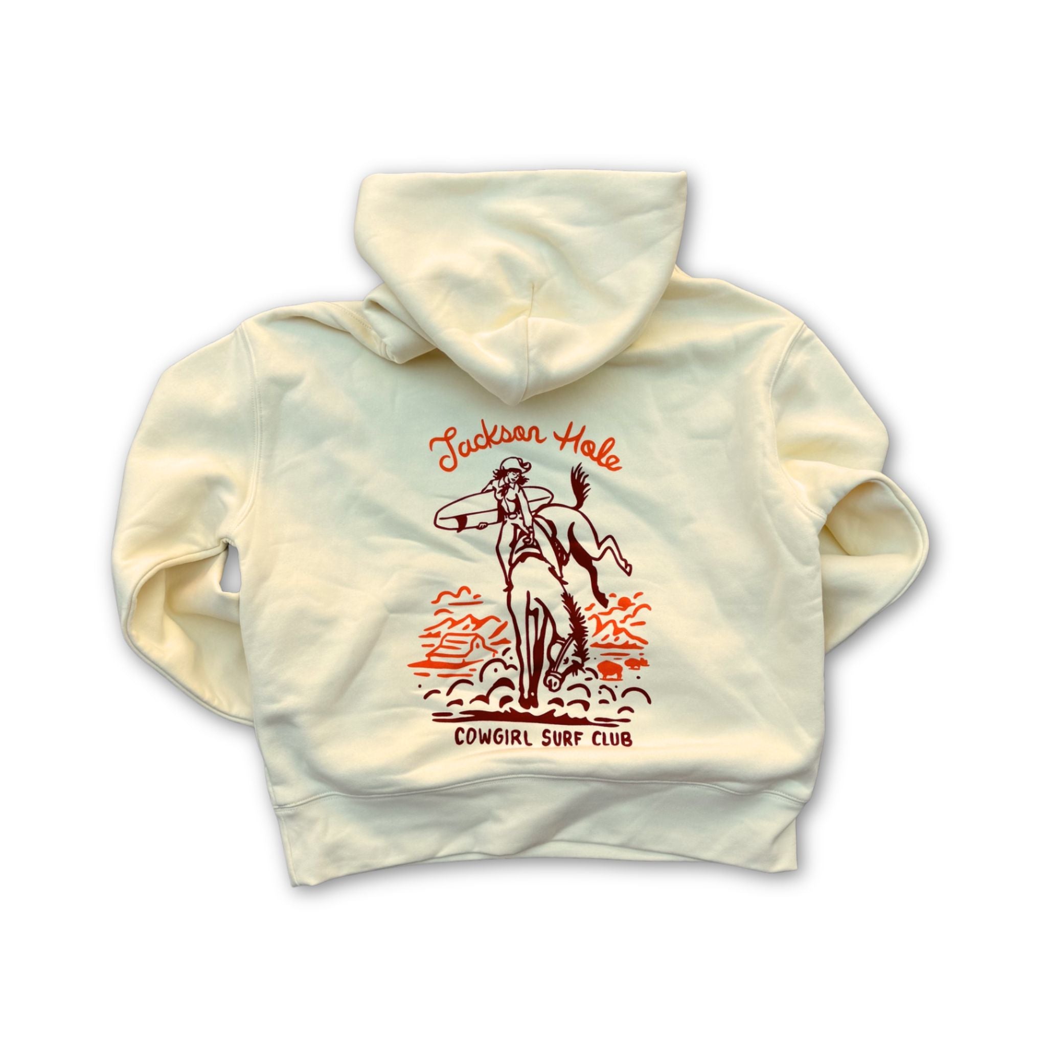 Butter Yellow Hoodie With Women On A Bucking Horse