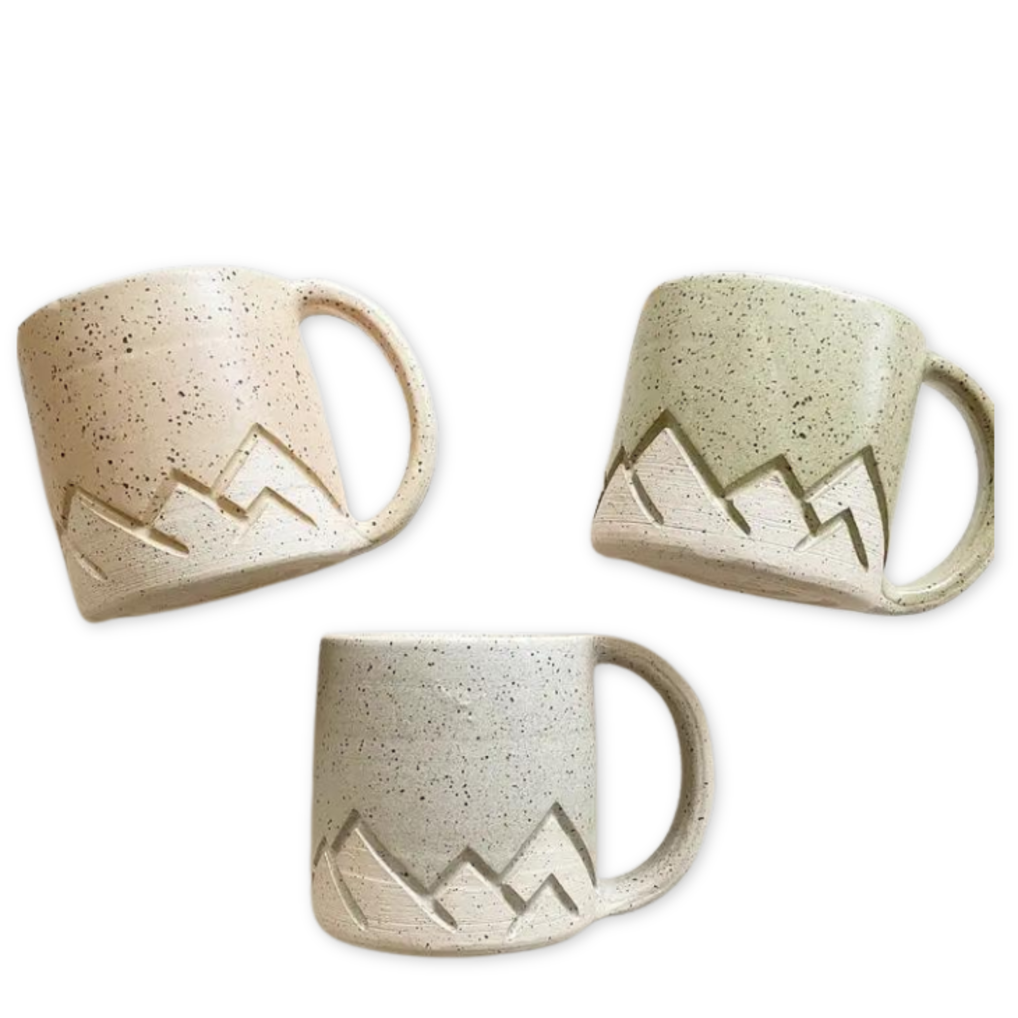 speckled stoneware mug with mountain range design