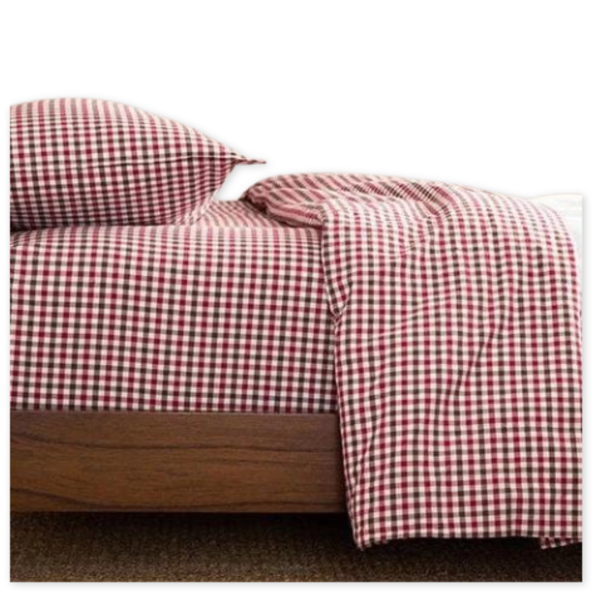 pink checkered cotton bed sheet set