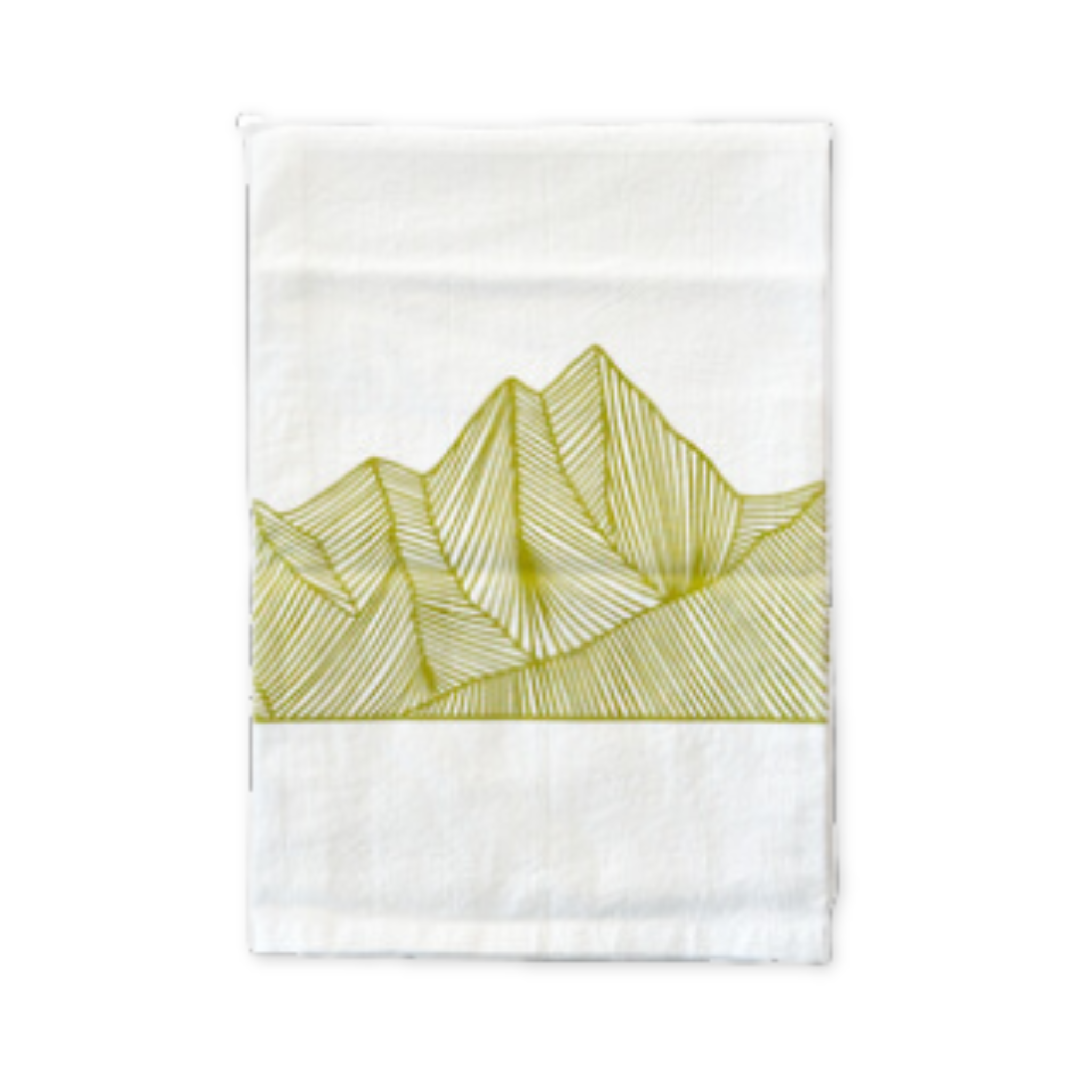 flour sack cotton tea towel featuring a mountain design