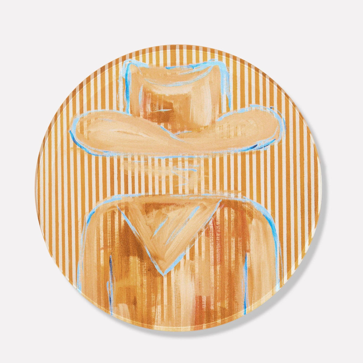 Stripped Coaster with Cowboy Illustration