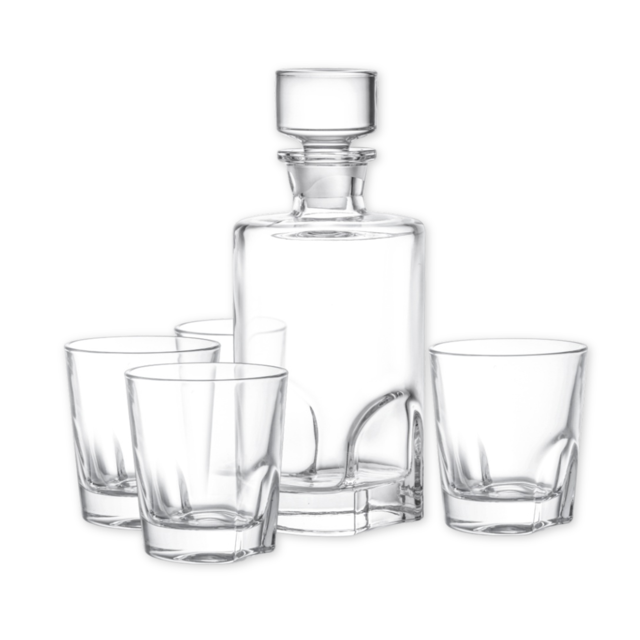 whiskey decanter with set of four glasses