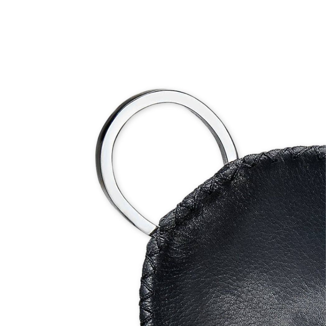 Black Leather silver ring handle