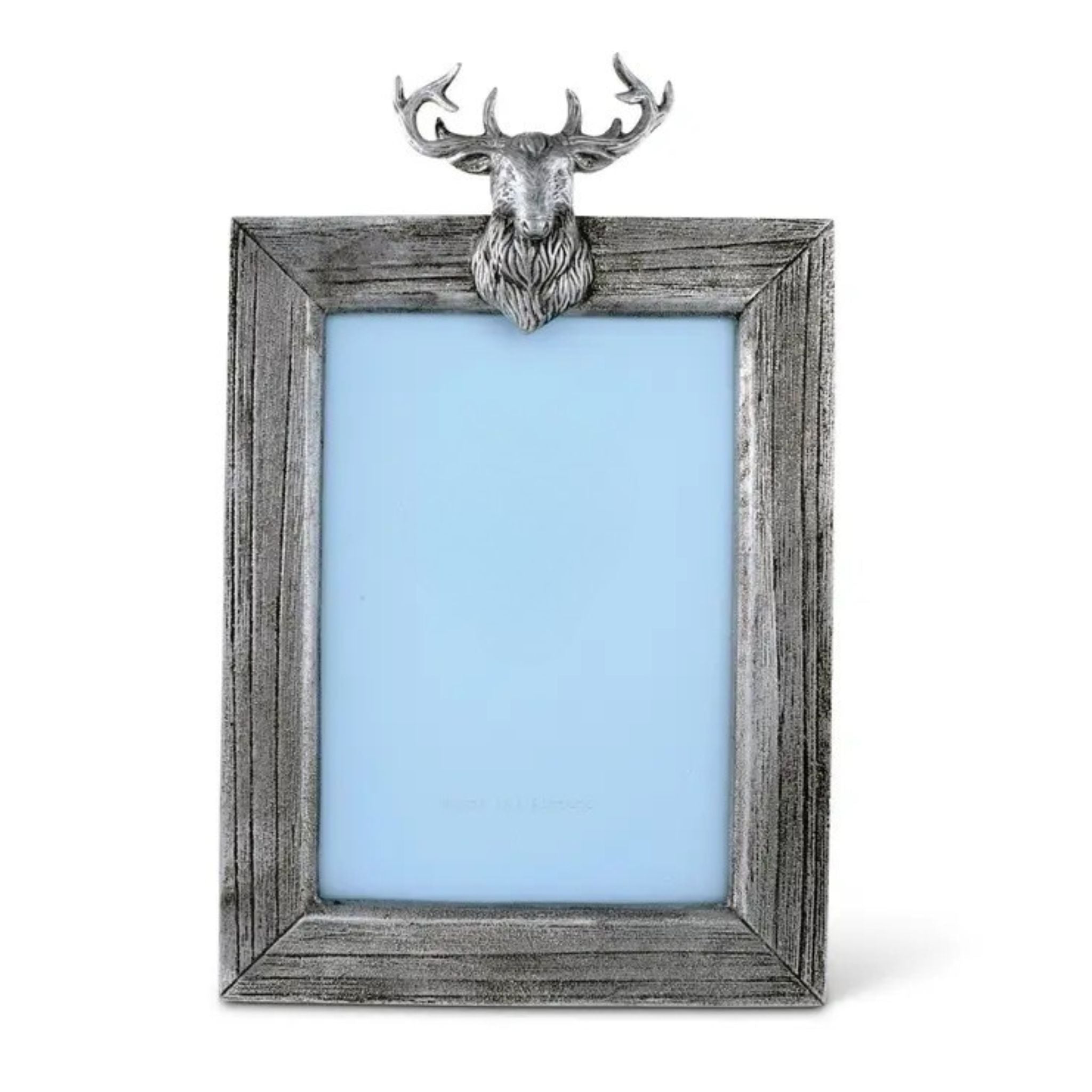 Decorative picture frame with deer head mount on a white background