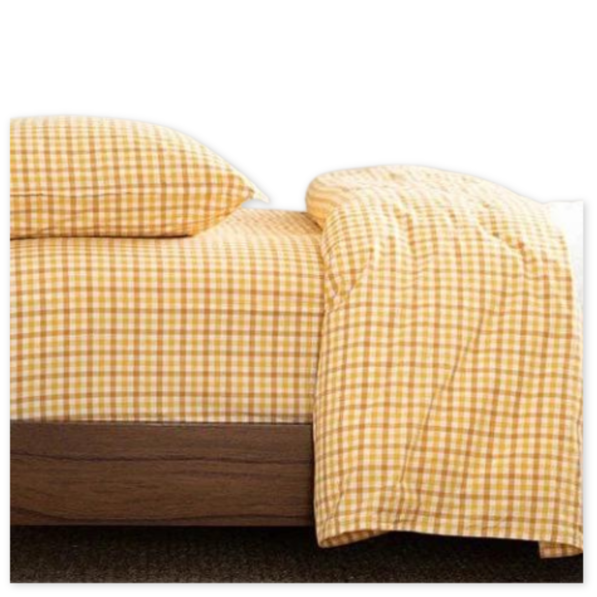 yellow checkered cotton bed sheet set