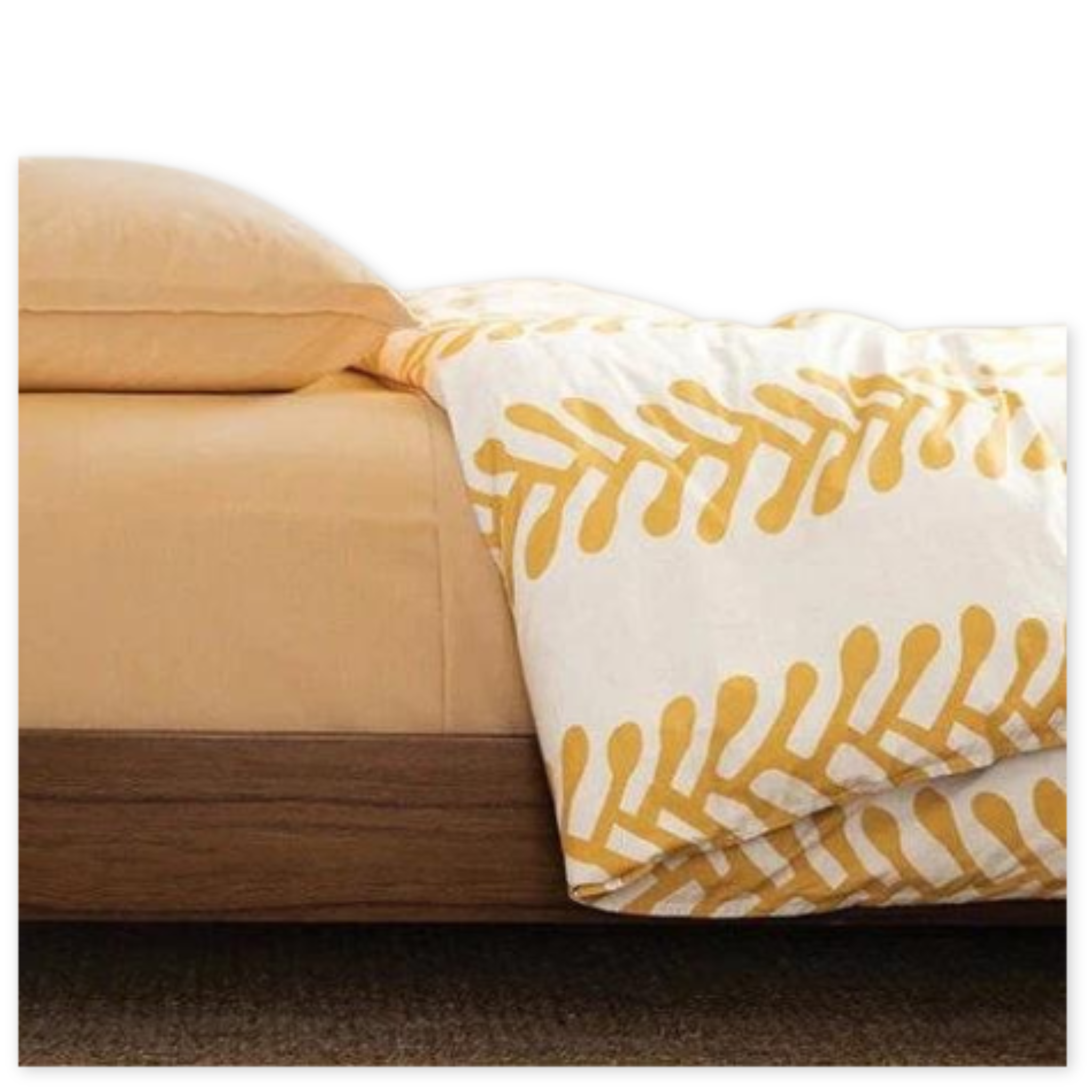 cotton white and yellow geometric patterned duvet cover