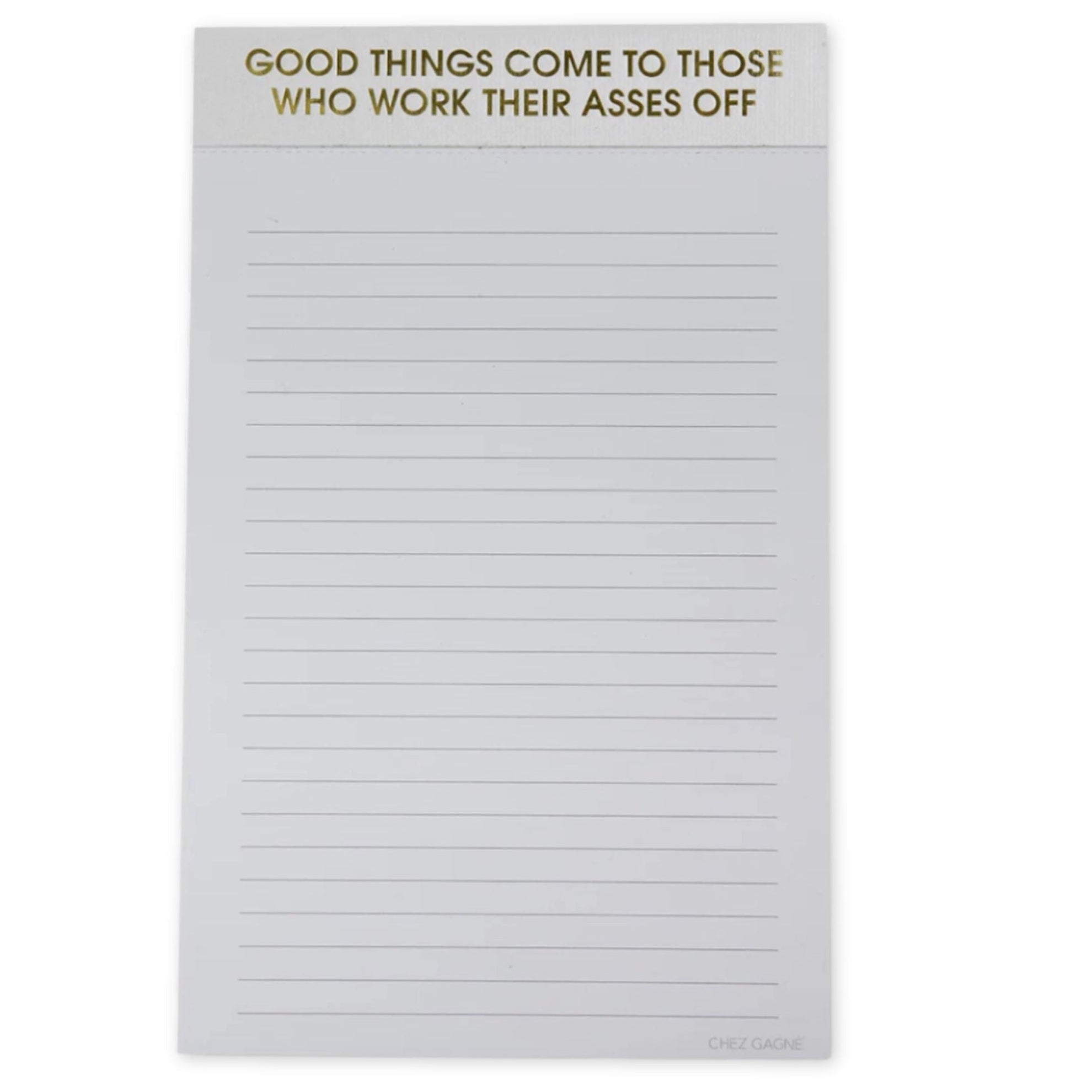 Notepad with motivational quote on a white background