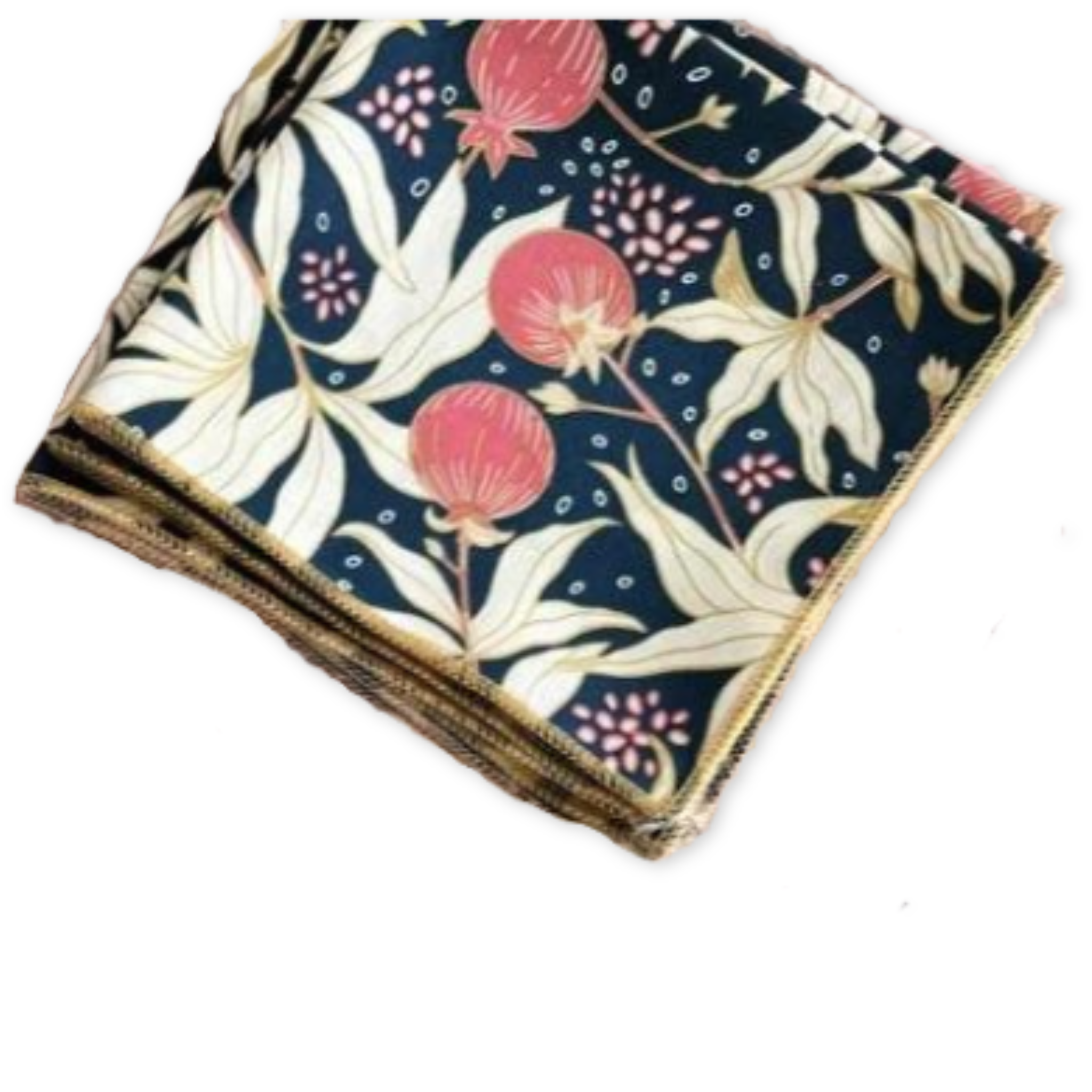 set of four cotton cloth cocktail napkins with a floral gooseberry design