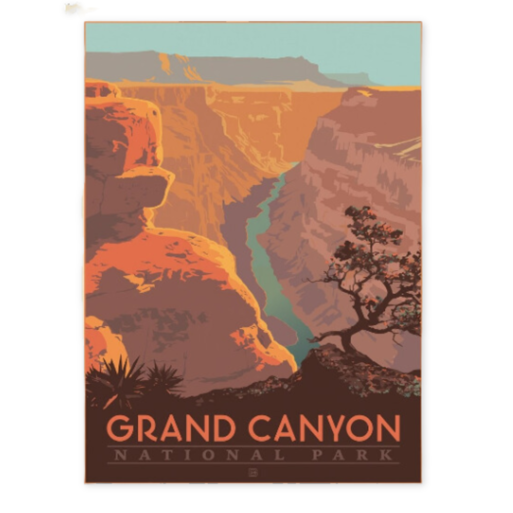 print of grand canyon national park with an image of the grand canyon