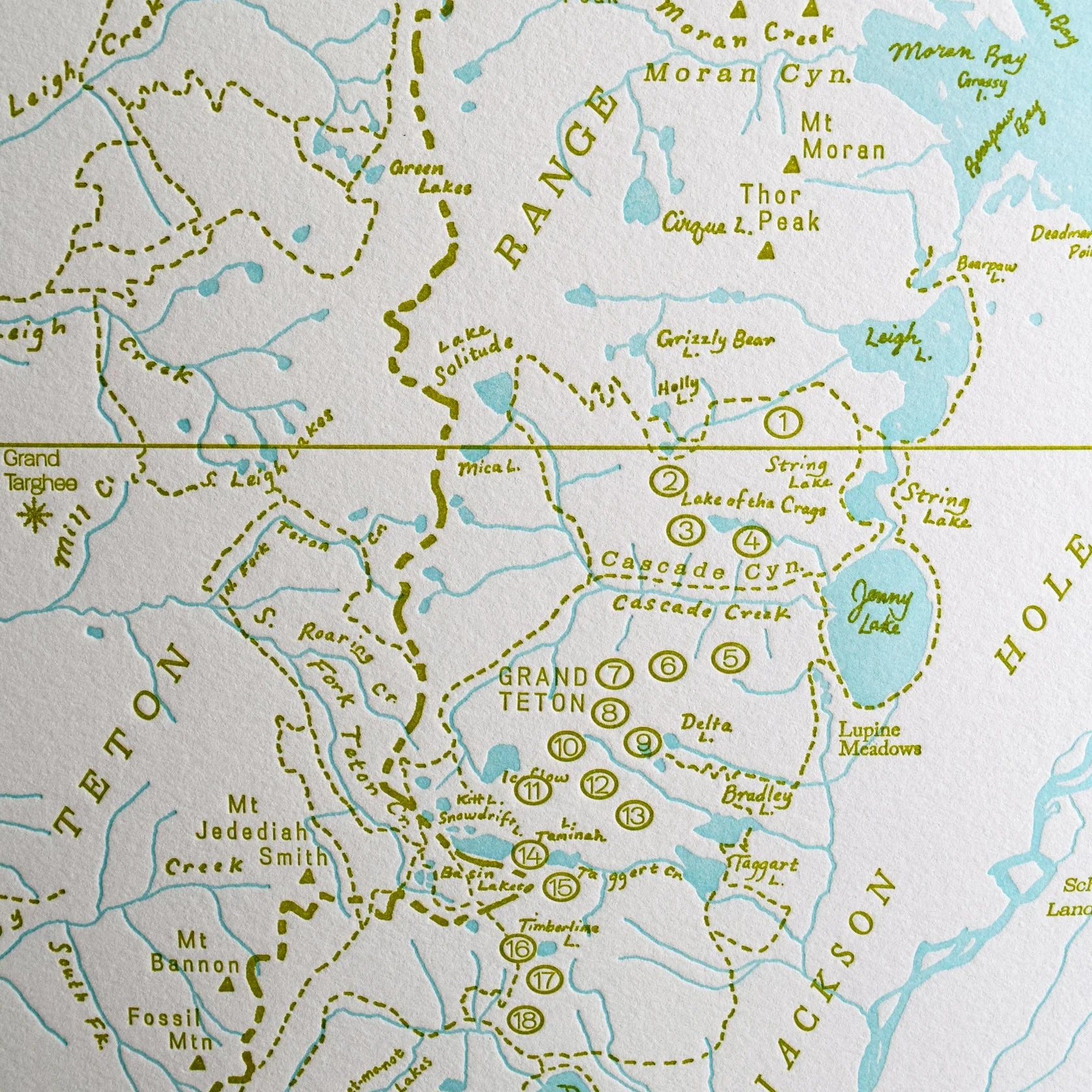 Map of the Grand Teton National Park with various locations labeled.