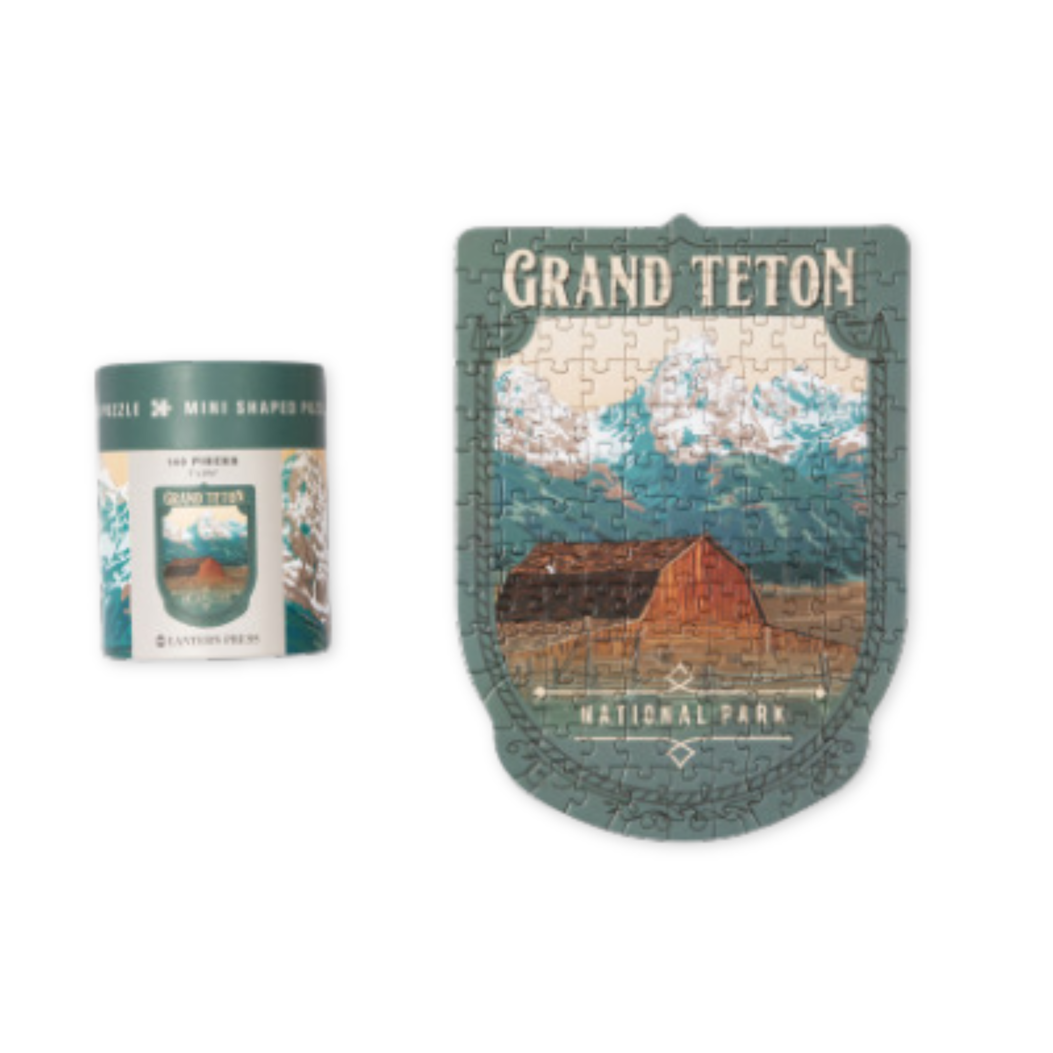 one hundred forty five piece puzzle featuring grand teton national park and the mormon row barn