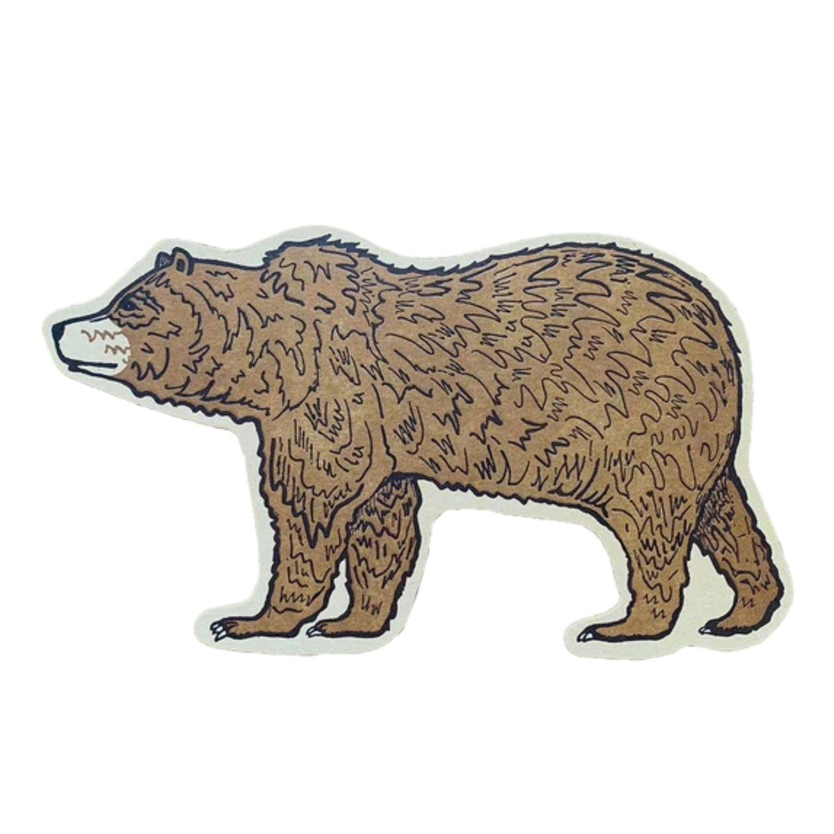 \ a detailed brown bear illustration in profile, shown on a plain white background.