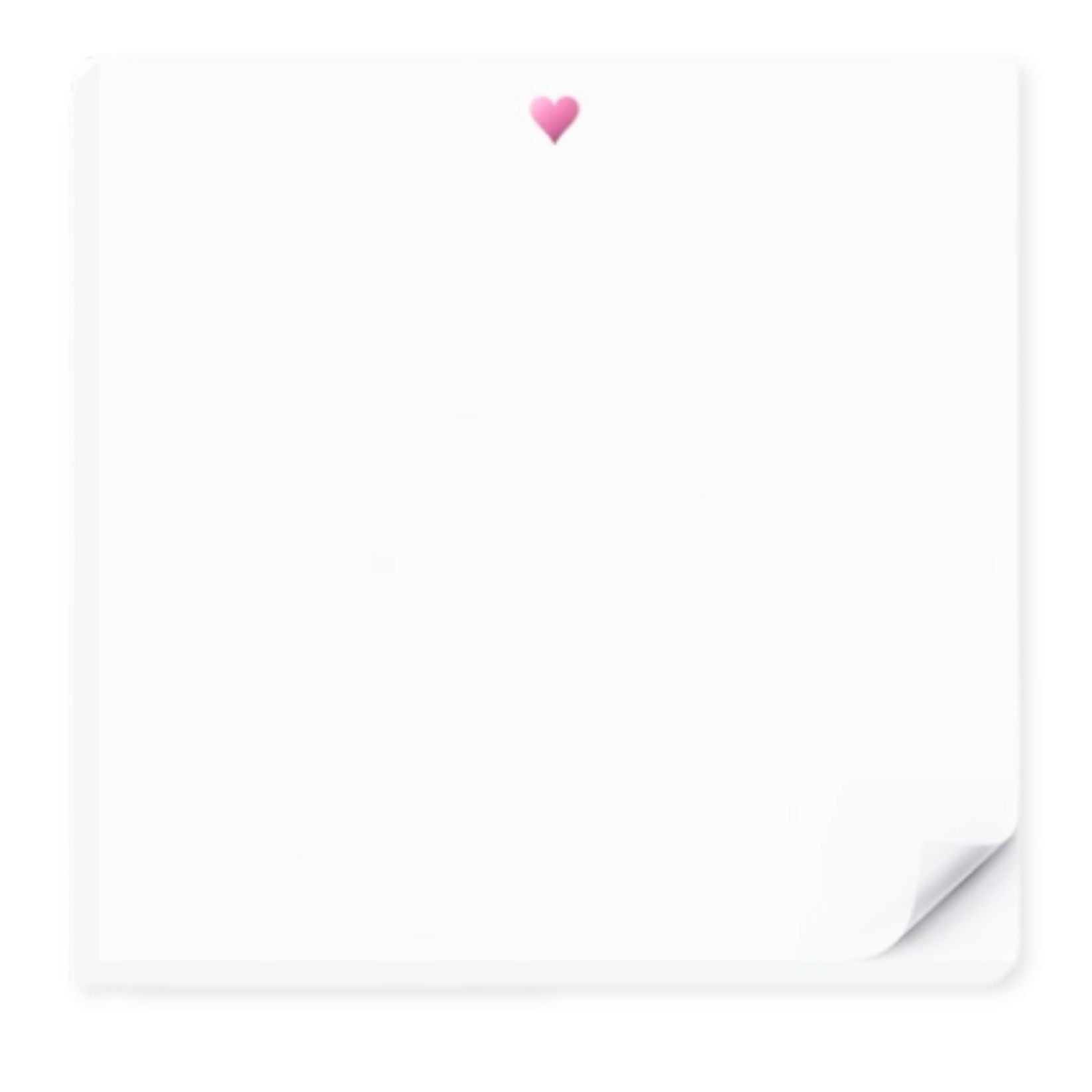 White notepad with a pink heart on a white background