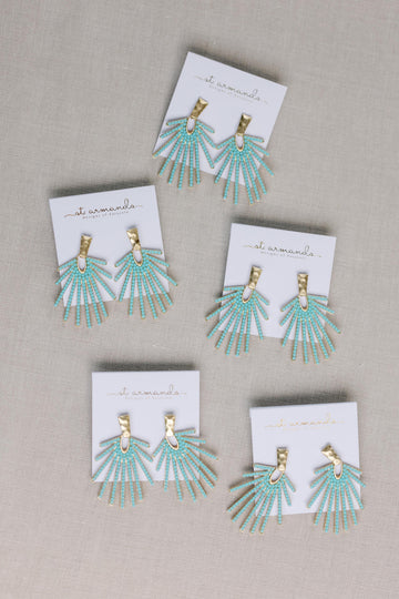 Turquoise Sunburst Statement Drop Earrings