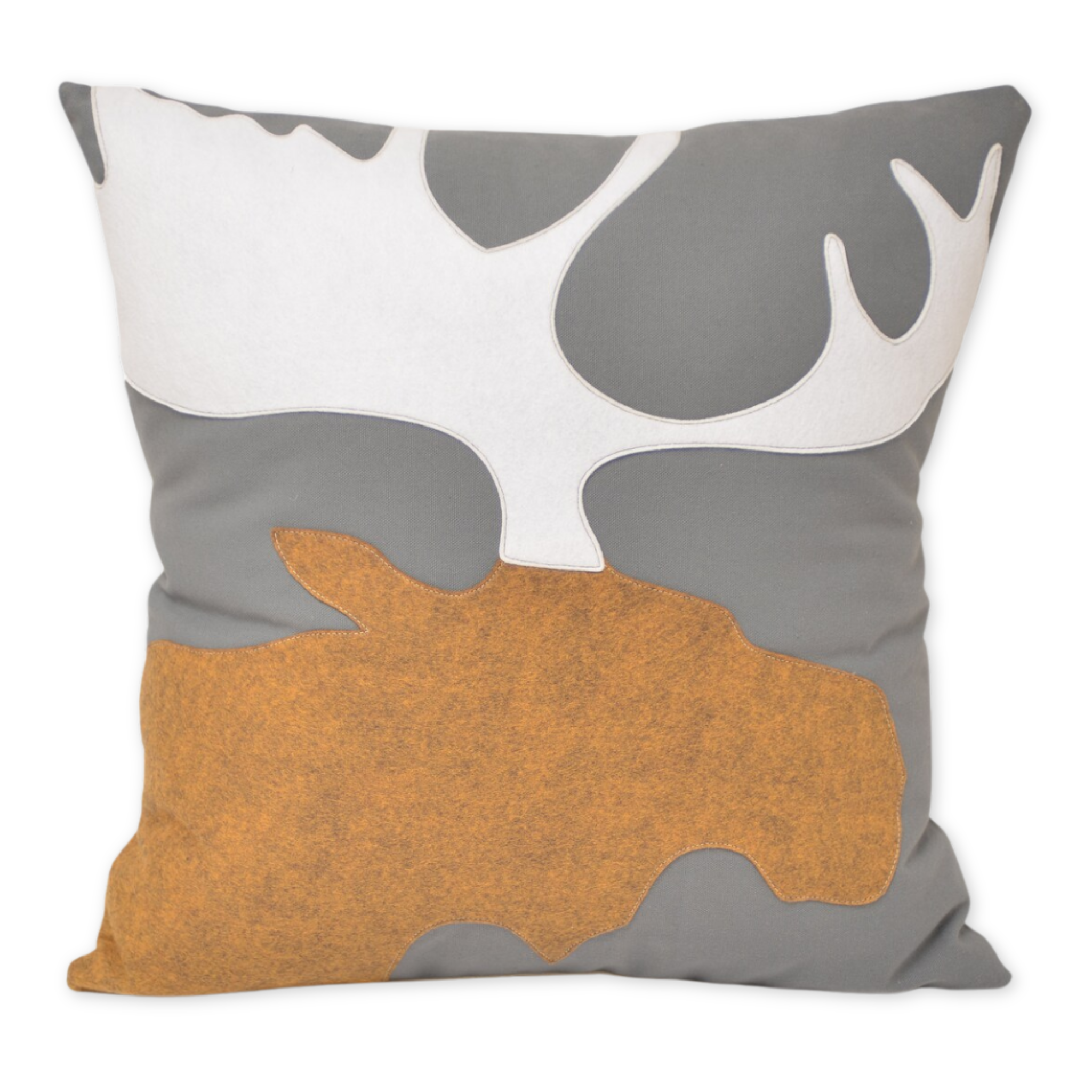 cotton pillow featuring a moose head design