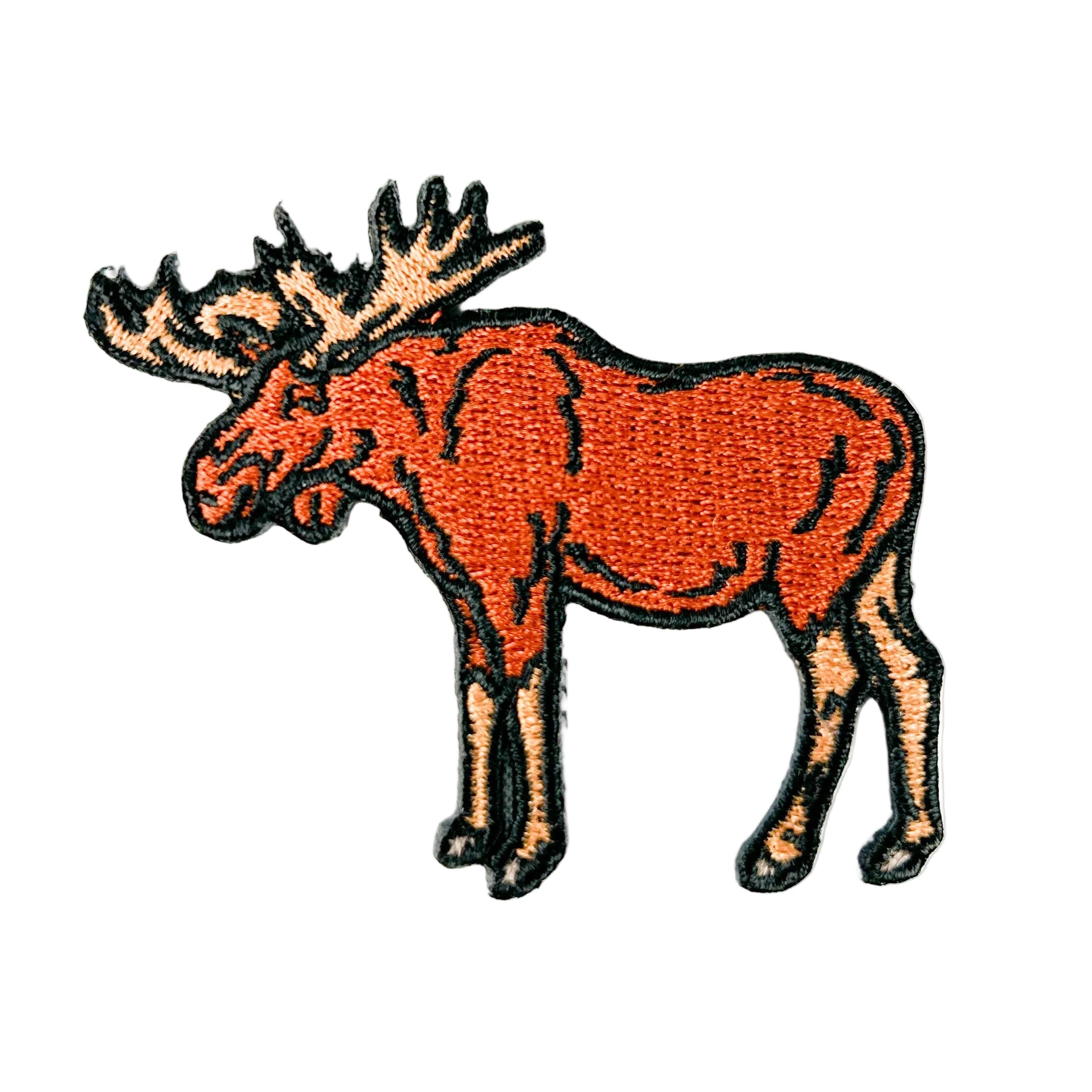 Embroidered moose with Iron On back Patch. 