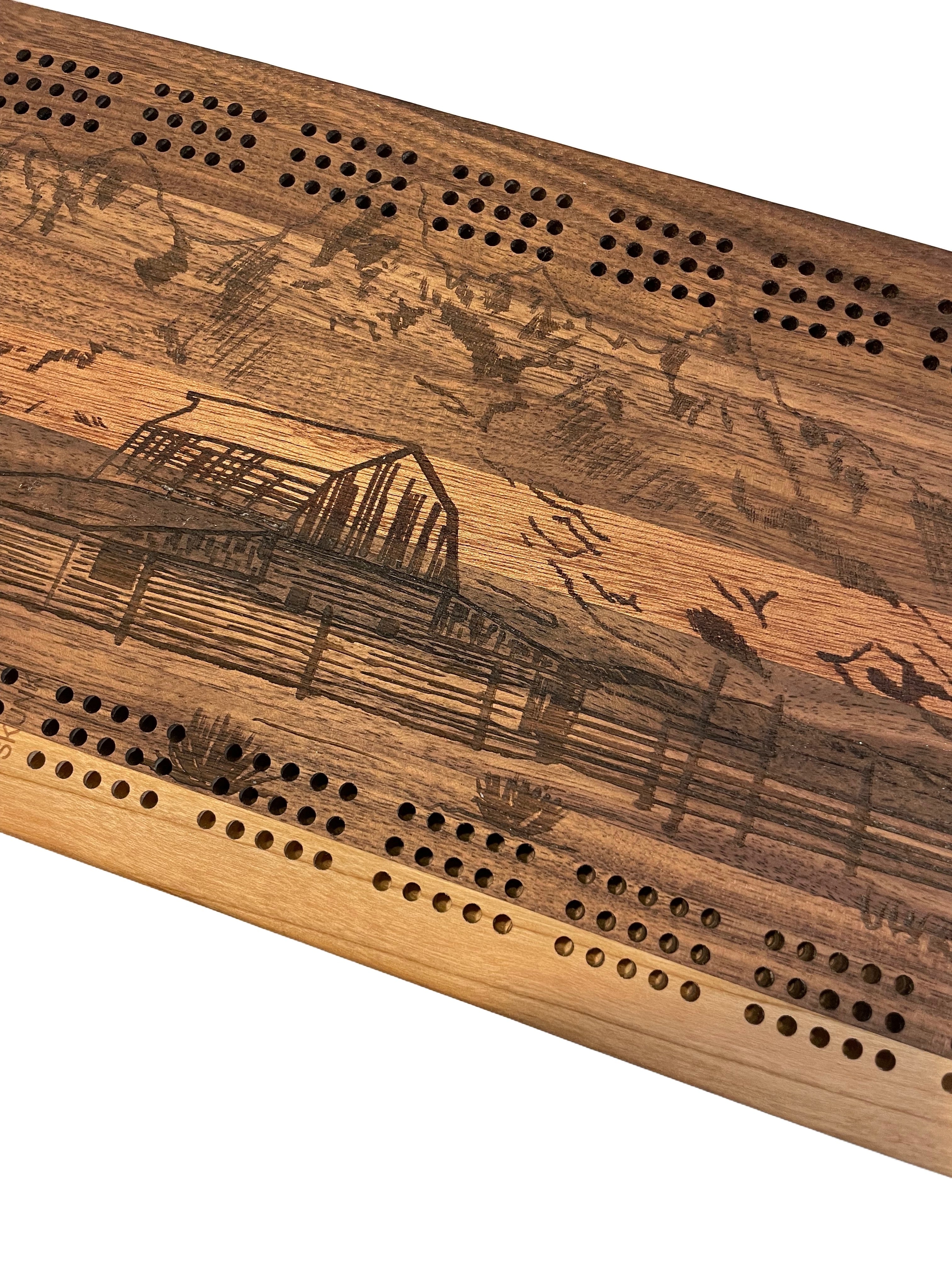 Mormon Row Wooden Cribbage Board