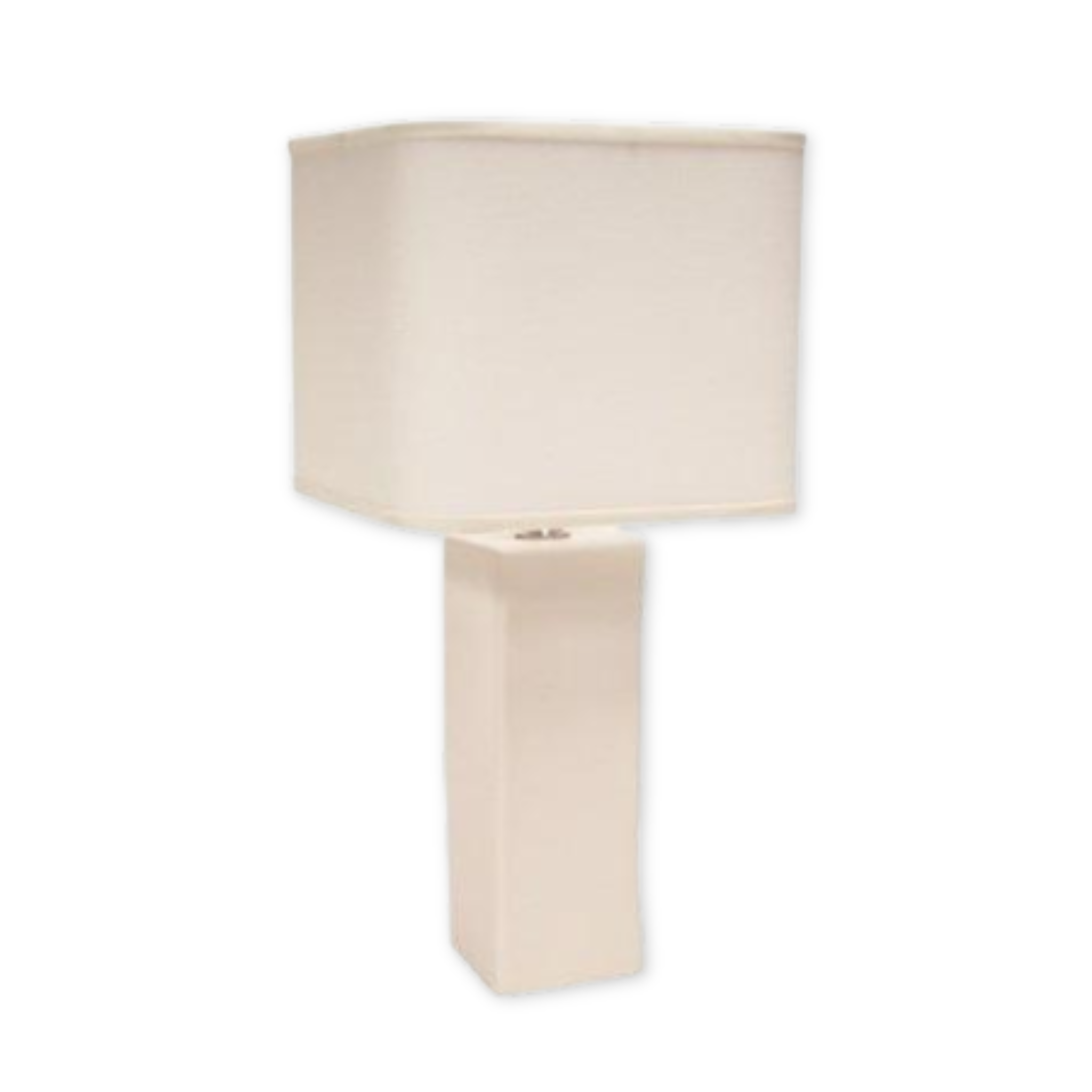 stoneware clay square base lamp with a linen lamp shade