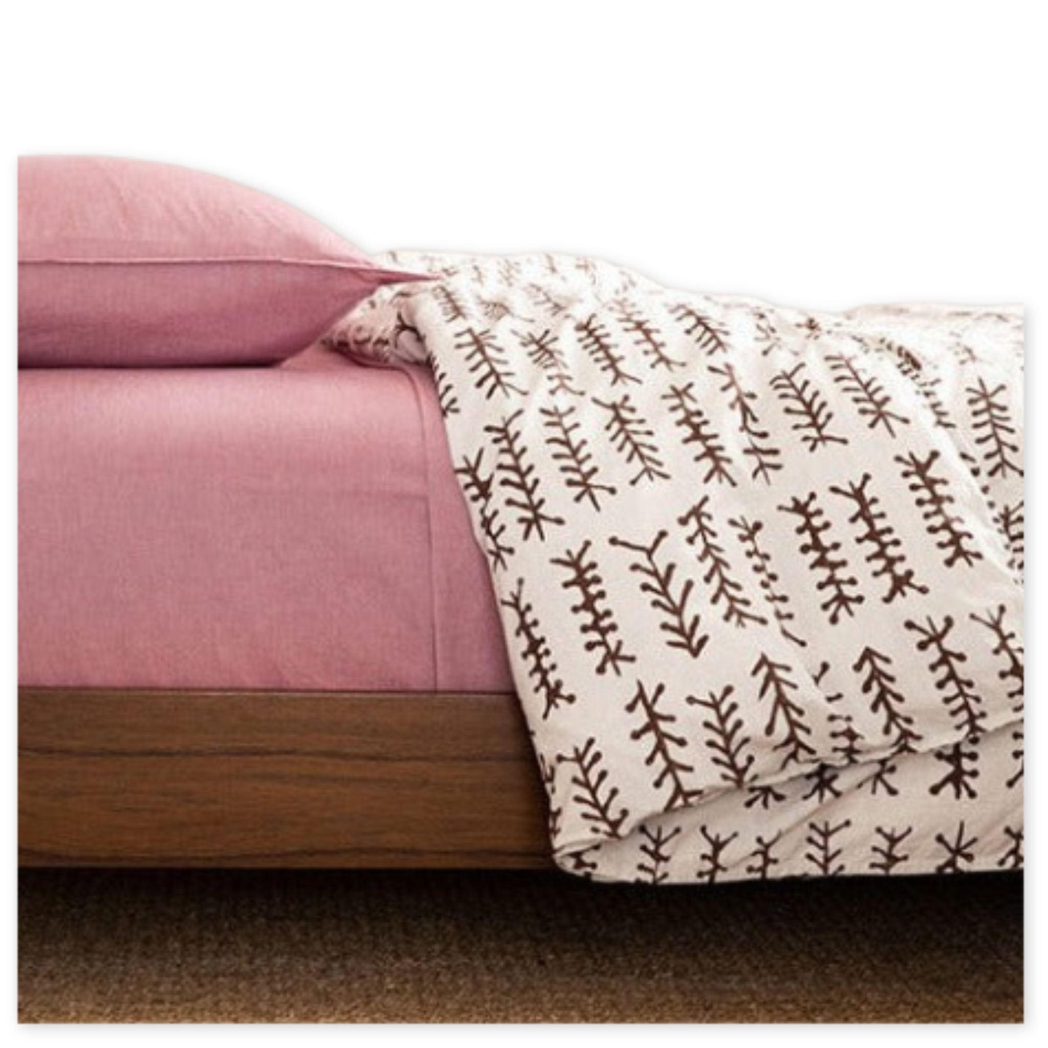 cotton white and burgundy geometric patterned duvet cover 