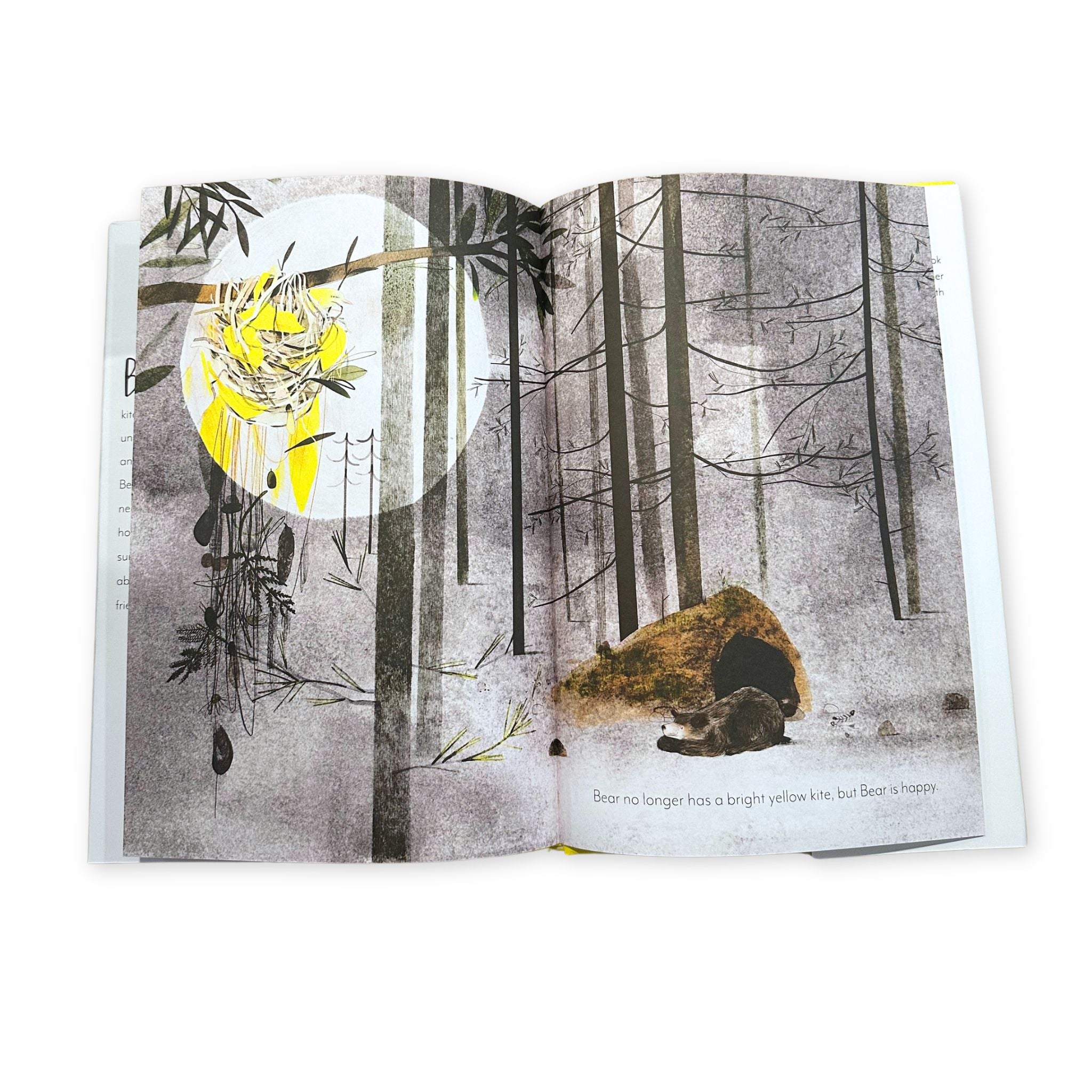 Book showing illustration of a bear and his friends. 