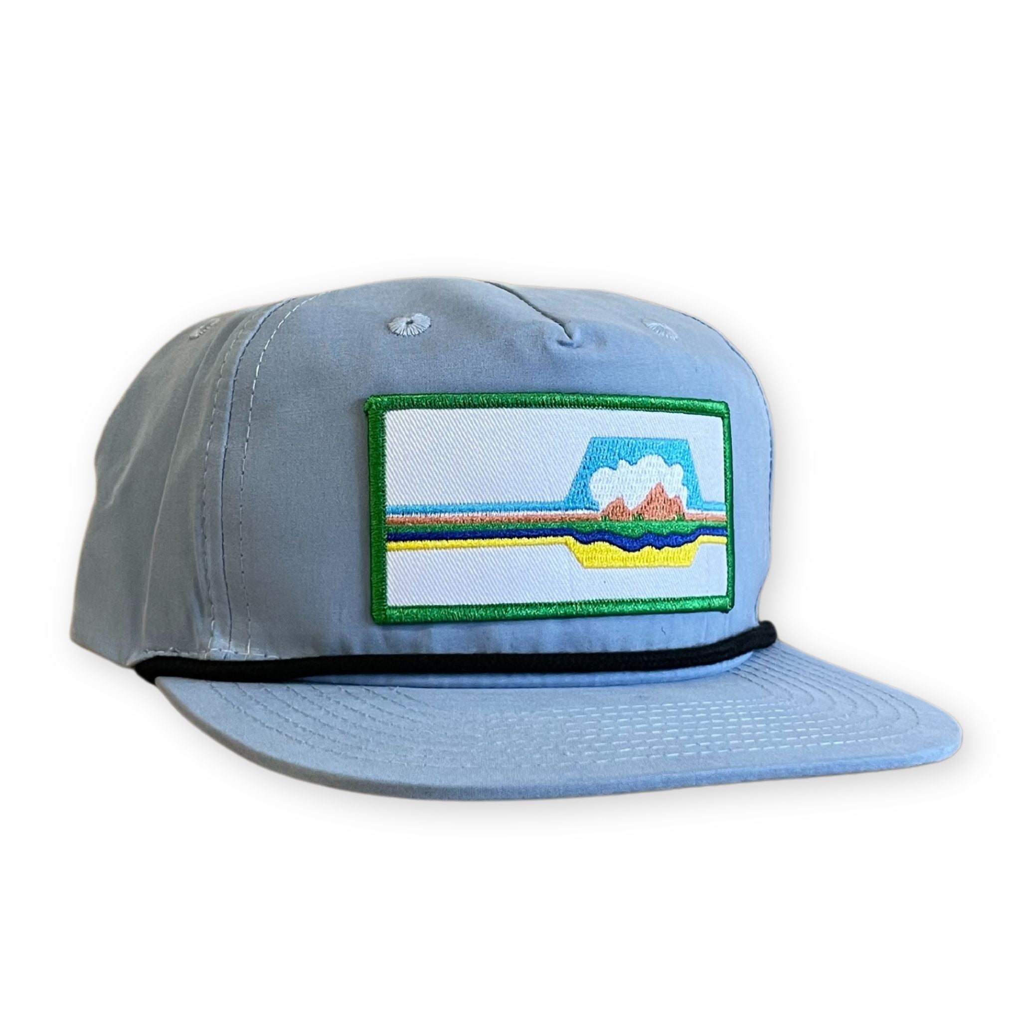 Powder Blue Retro Mountain Skyline Patch Hat