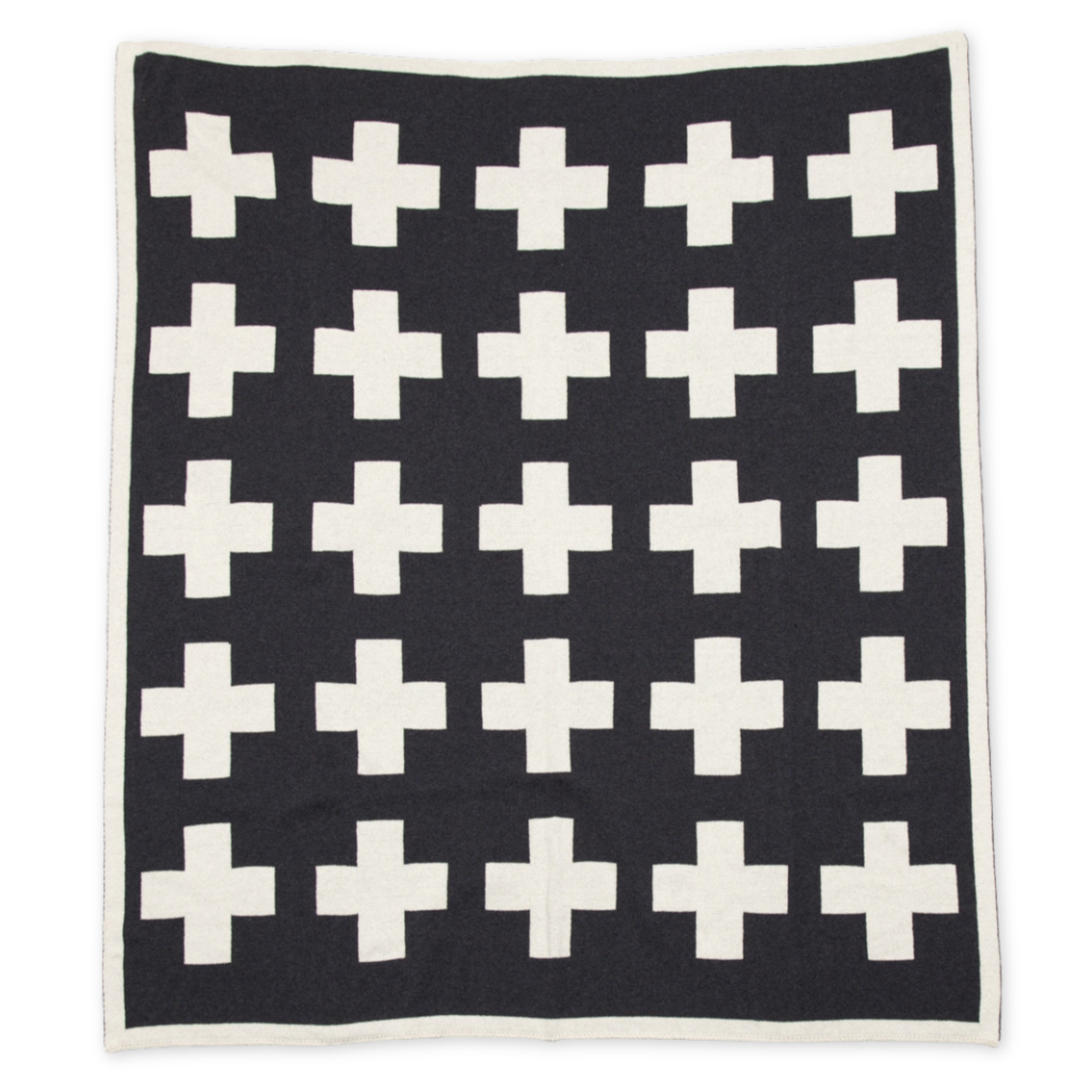 reversible recycled cotton blanket with swiss cross design