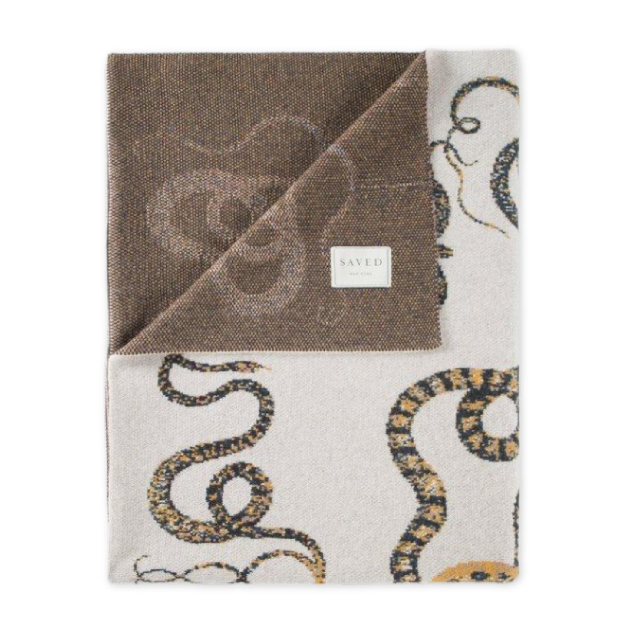 mongolian cashmere throw blanket with modern snake design