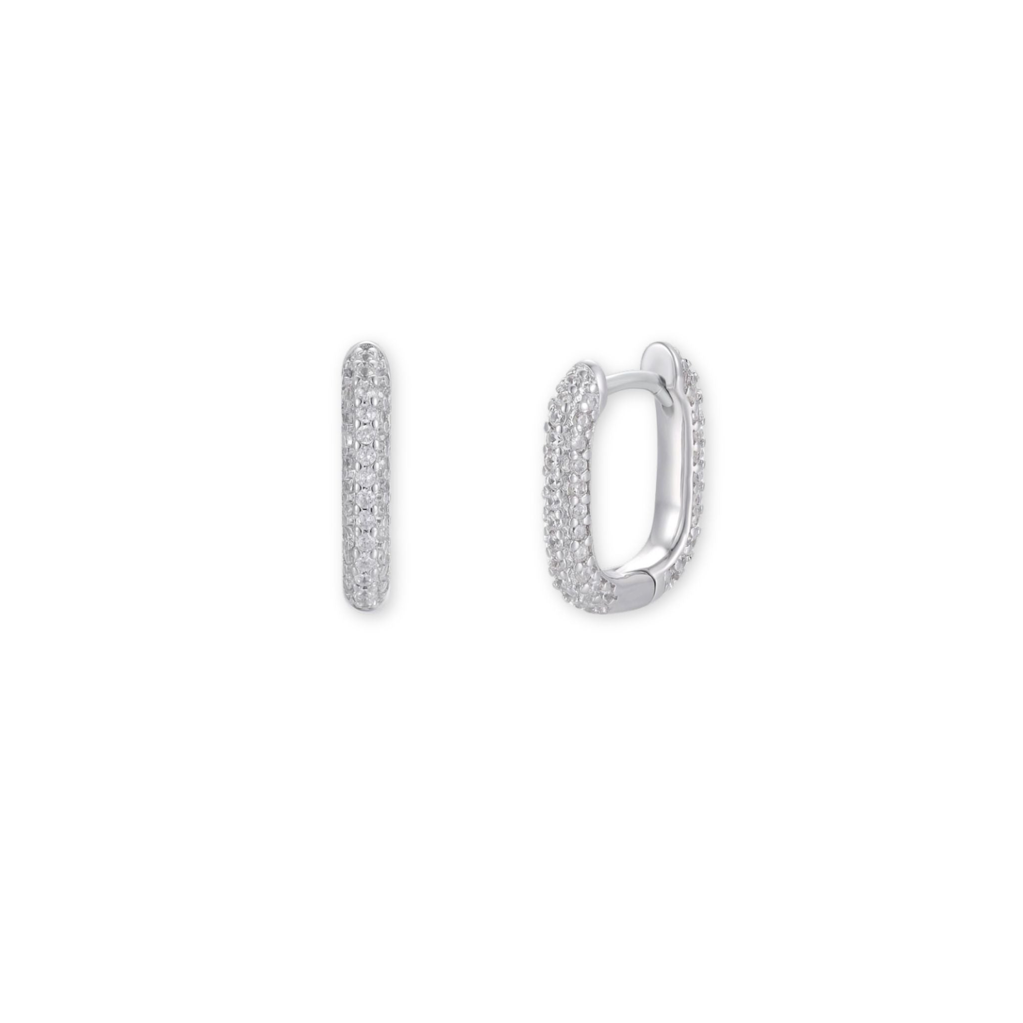 Silver Hoop Pave Earring