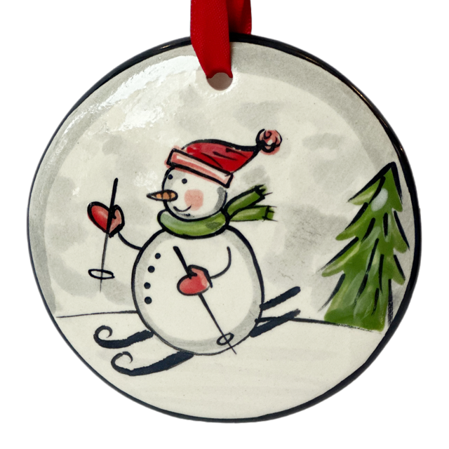 Snowman Skiing Ornament