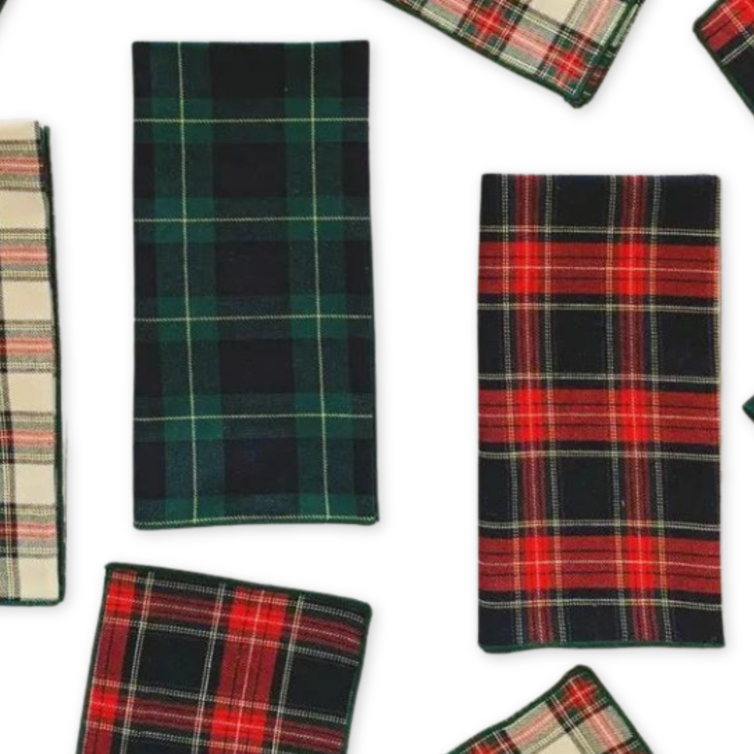 set of four cotton cloth everyday napkins with tartan patterns