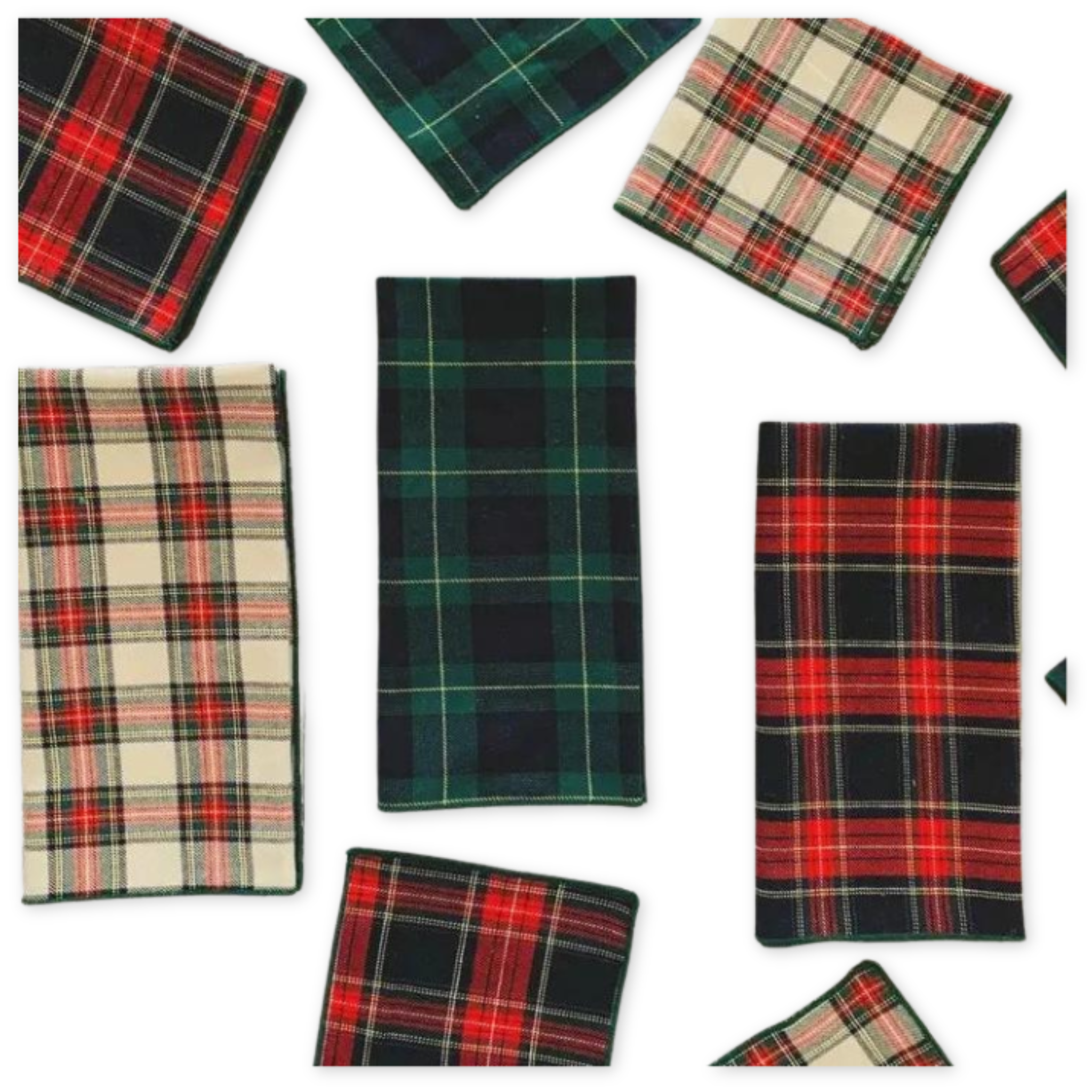 set of four cotton cloth everyday napkins with tartan patterns