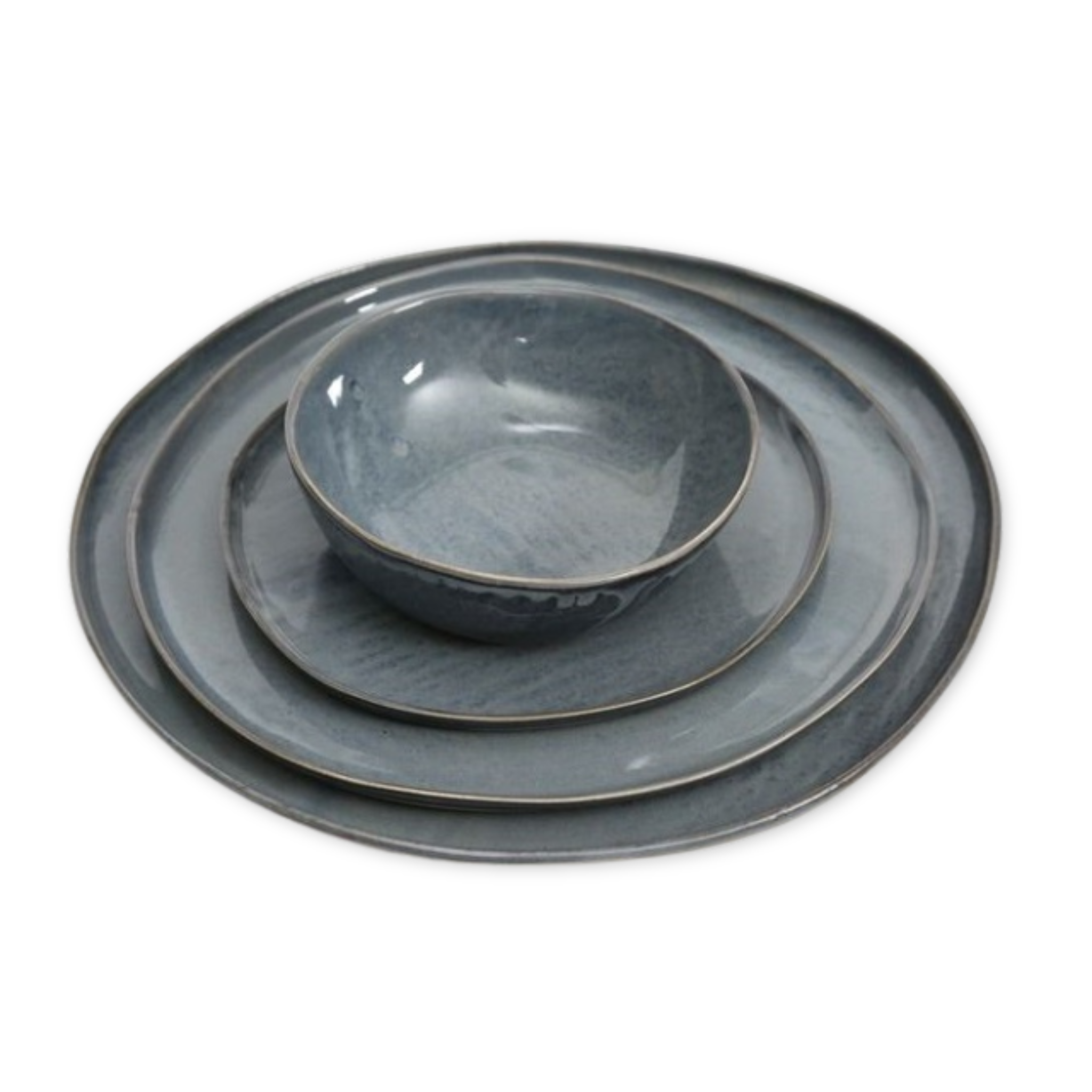 simple handmade glazed stoneware clay dinnerware