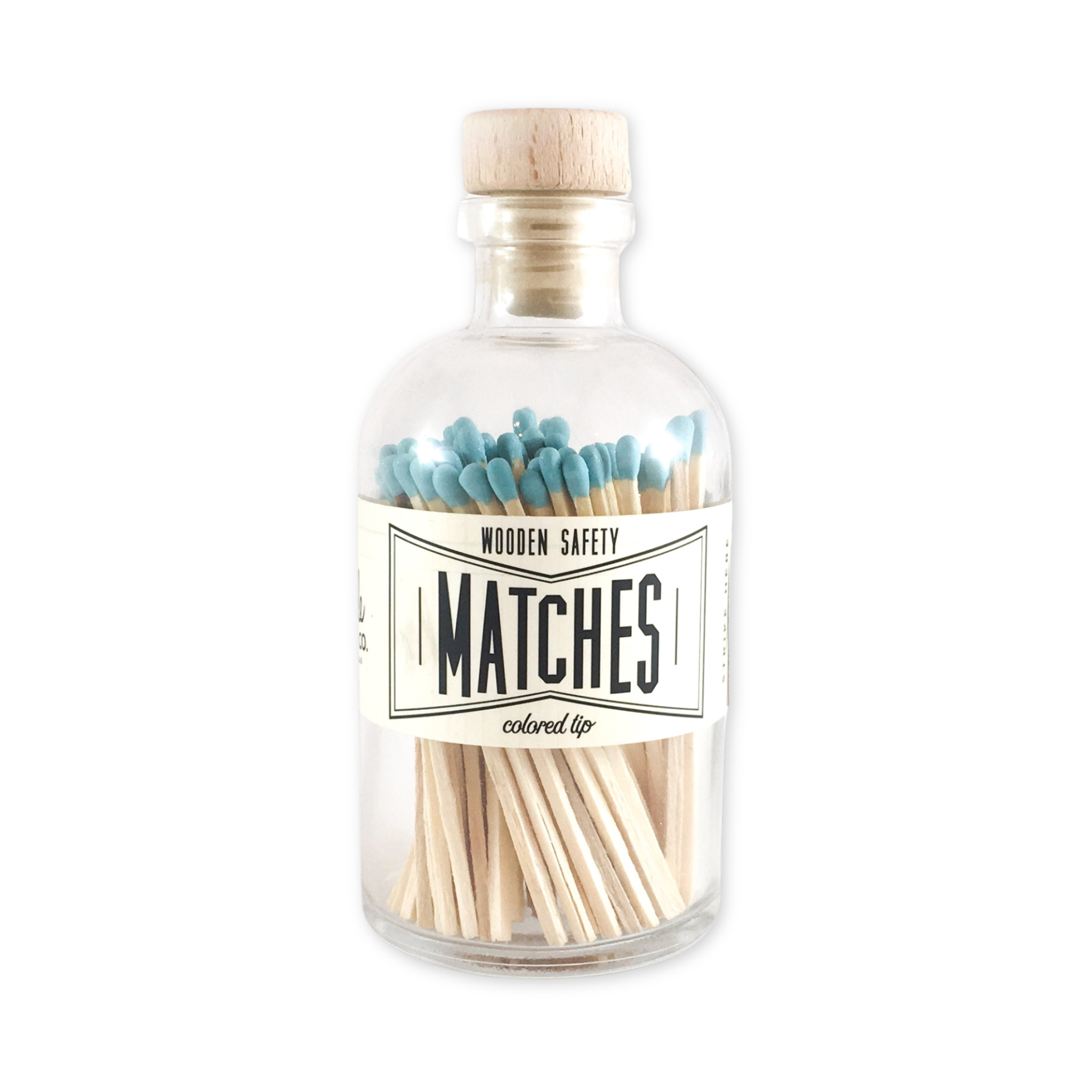 small fireplace matches in a glass container