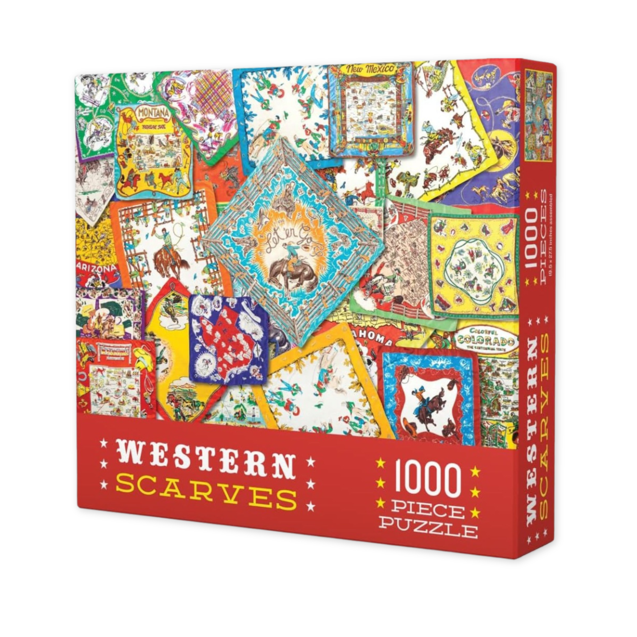 one thousand piece puzzle with a design featuring western inspired scarves