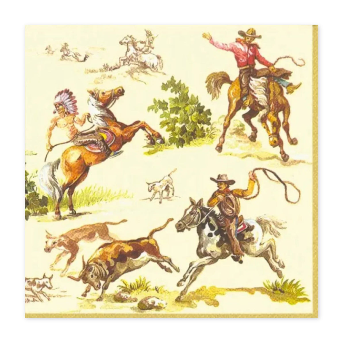 Wild West Cream Colored Paper Cocktail Napkins 